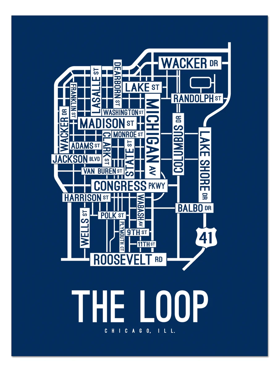 The Loop Chicago Street Map School Street Posters