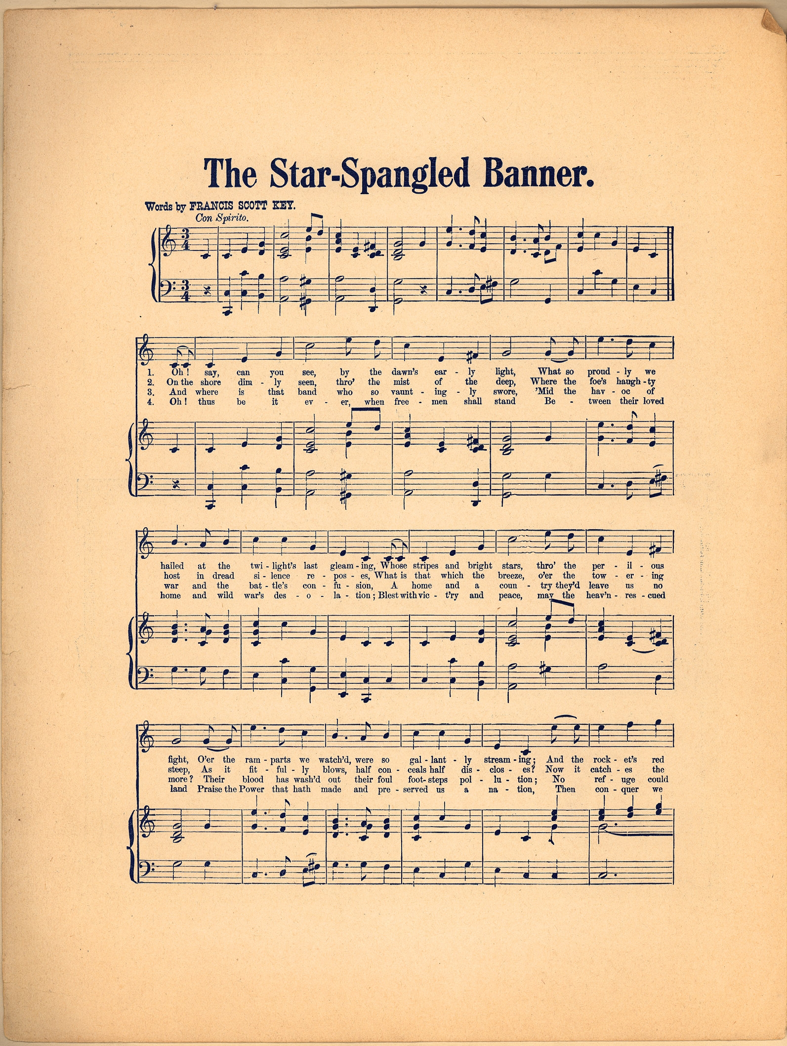 The Star spangled Banner Historic American Sheet Music 