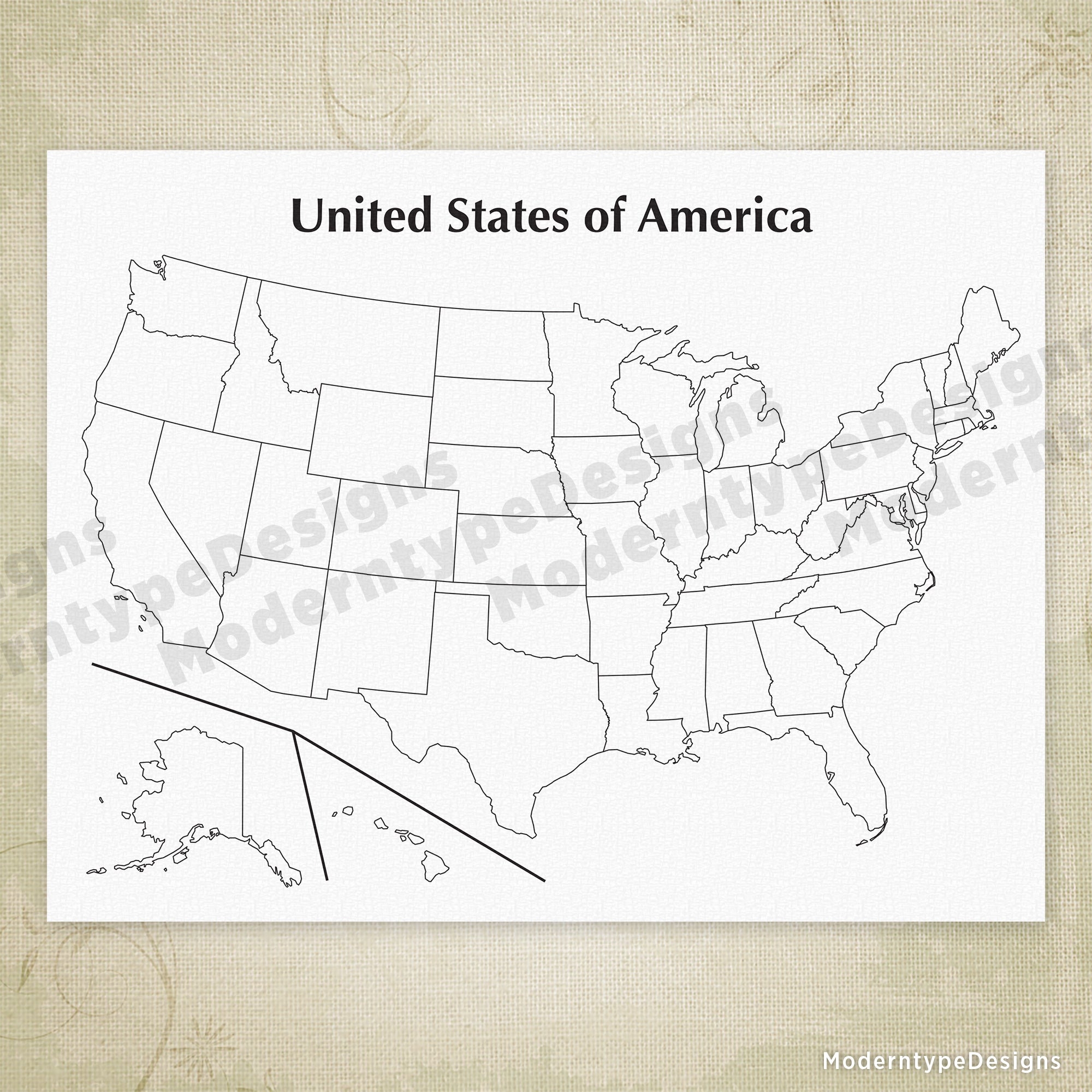 Us State Map Blank Printable