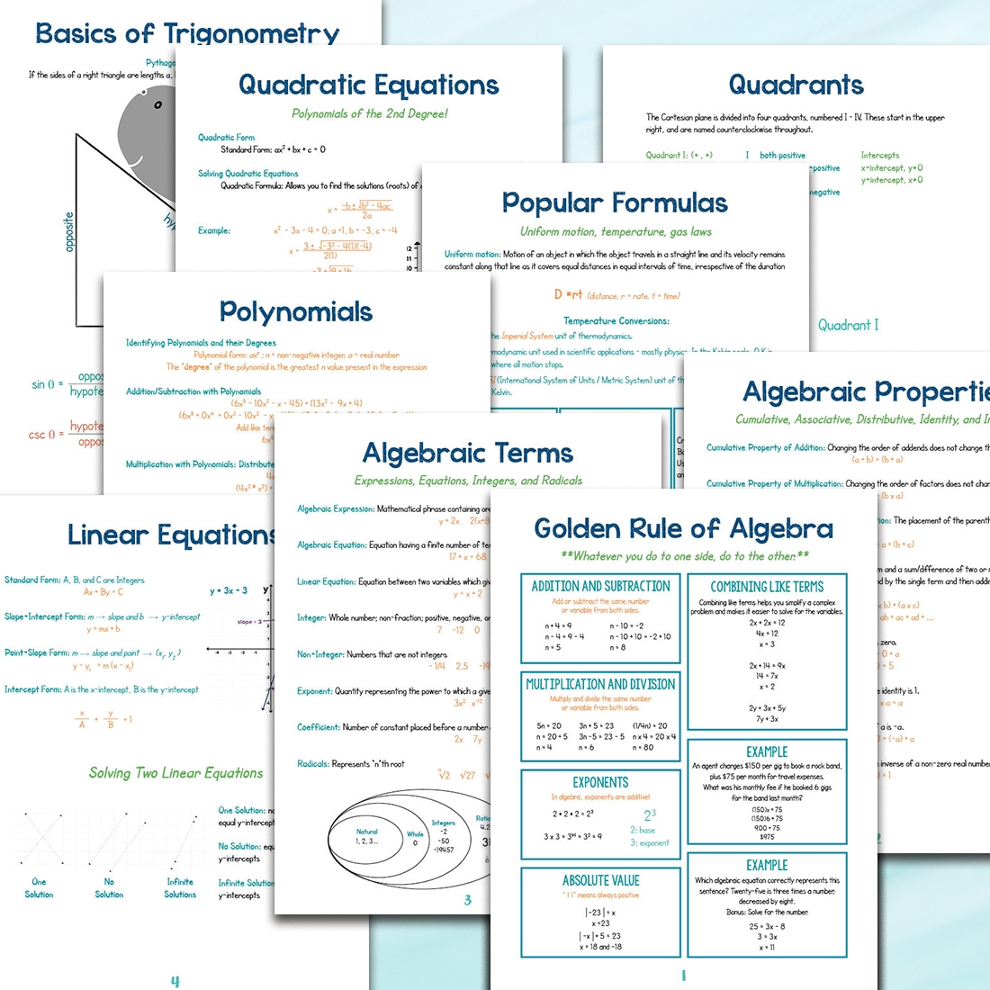 Free Printable Algebra Cheat Sheets