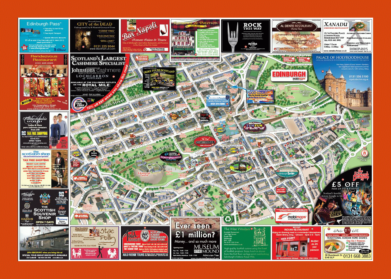 Tourist And Info Map Of Edinburgh City Center Maps Of Edinburgh Maps Of United Kingdom Maps Of Europe GIF Map Maps Of The World In GIF Format 