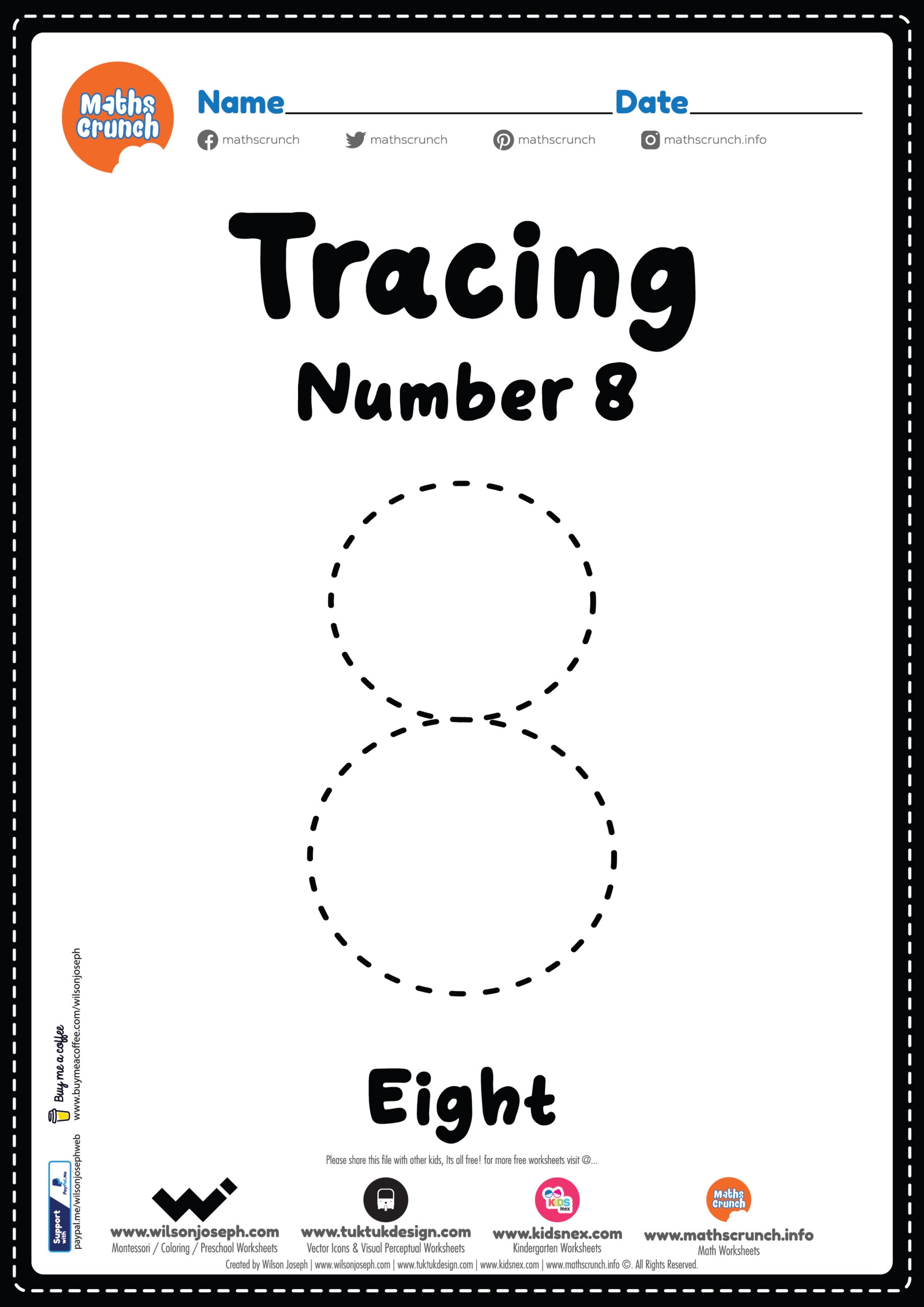 Number 8 Printable Worksheets