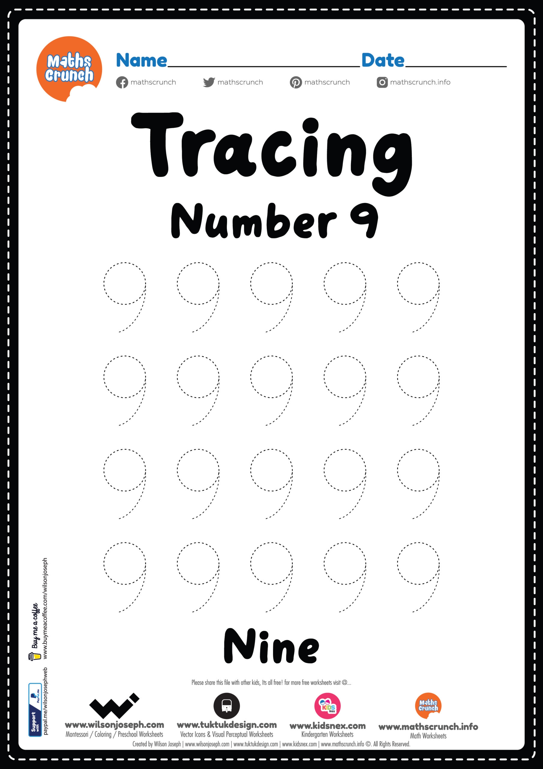 Tracing Number 9 Kindergarten Worksheet Free Printable PDF Tracing Number 9 Kindergarten Worksheet Free Printable PDF