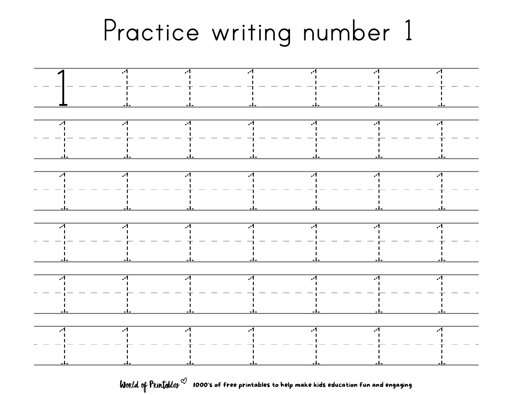 Number Practice Sheets Printable