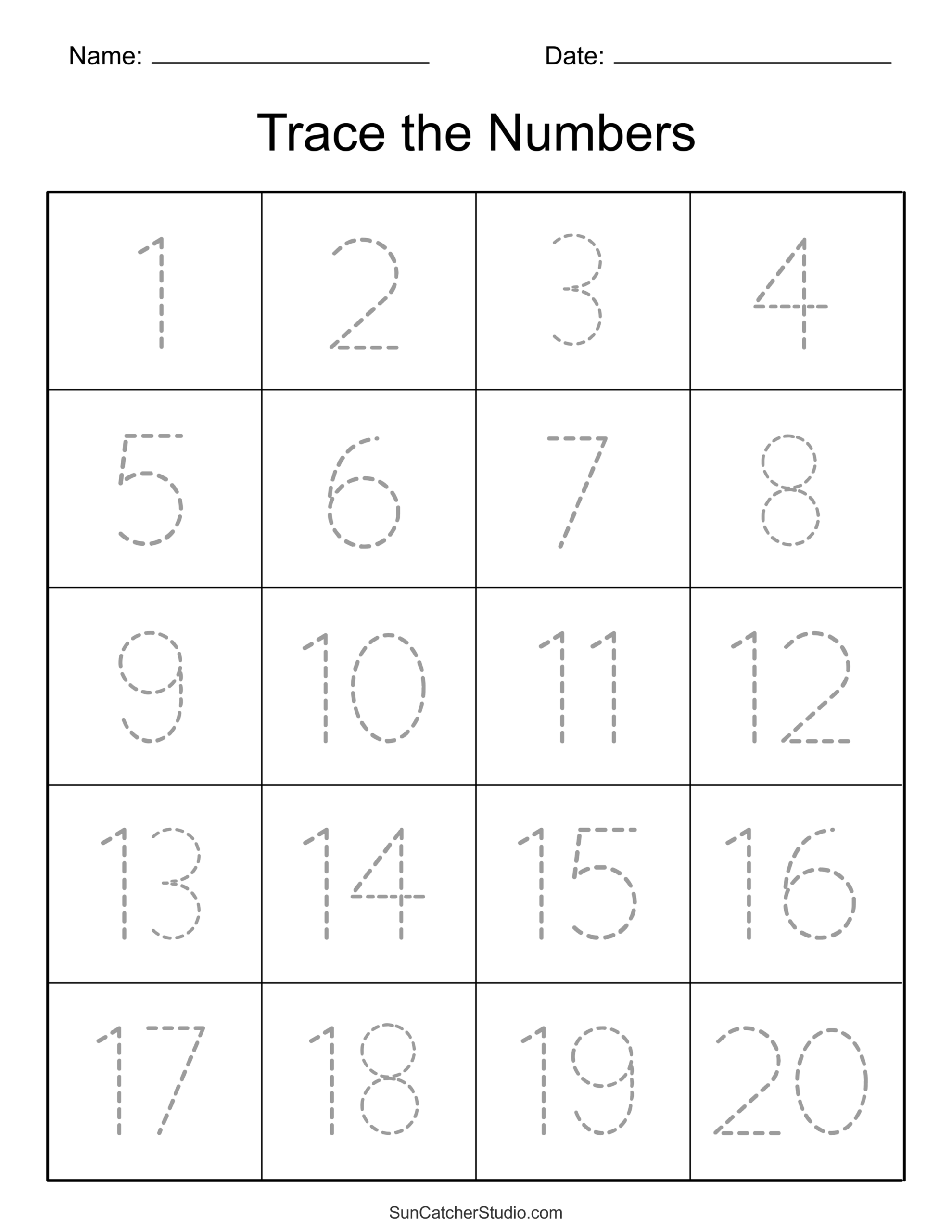Number Tracing Worksheets Free Printable
