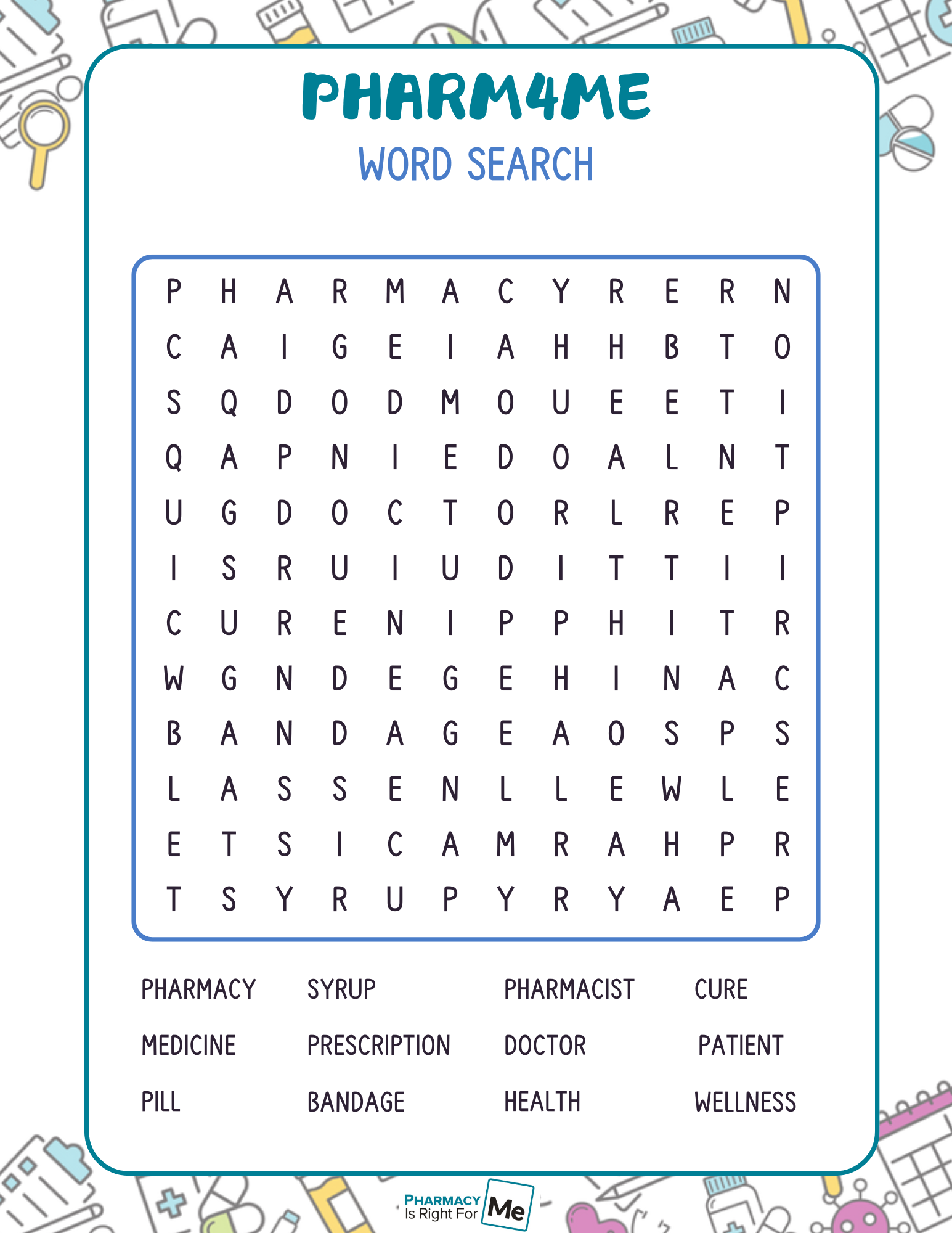 Pharmacy Worksheets Printable