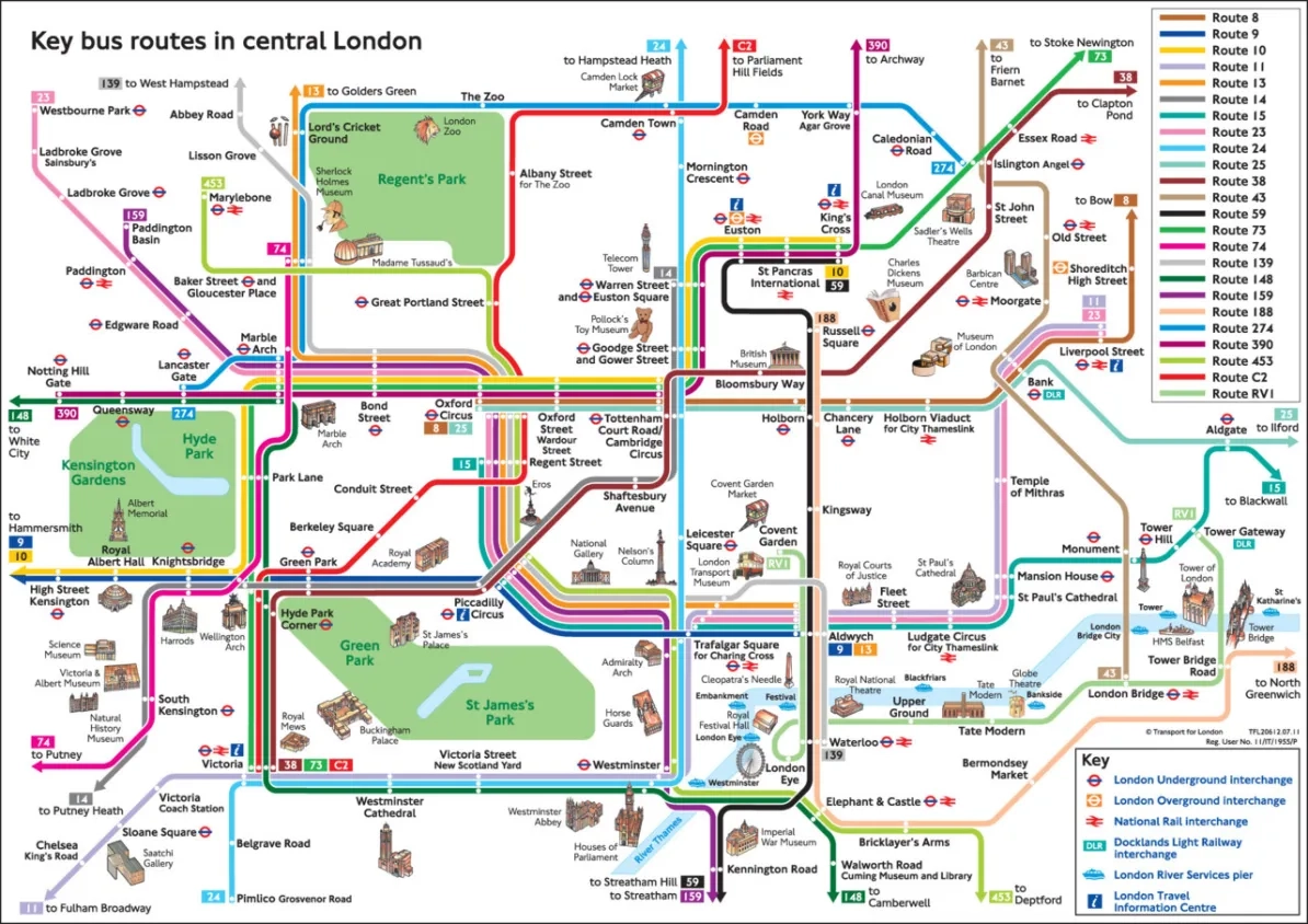 Printable London Bus Routes Map