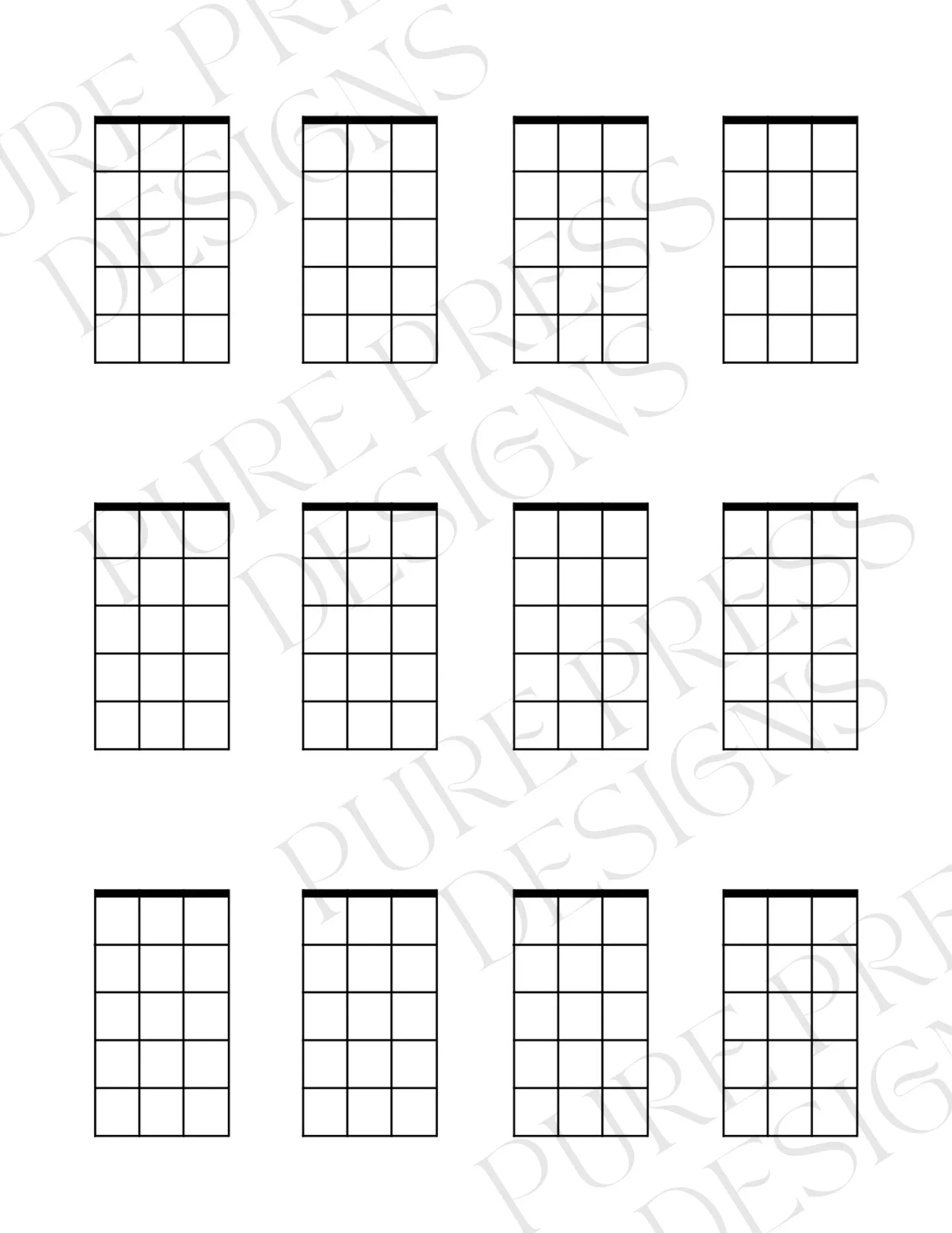 Ukulele Printable Chord Chart Blank Chord Chart Teaching Ukulele Chords Instant Download PDF Digital Copy Etsy