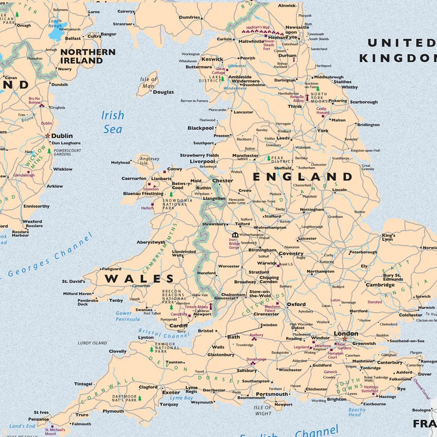 United Kingdom Traveler Map Print Only MapYourTravels United Kingdom Traveler Map Print Only MapYourTravels