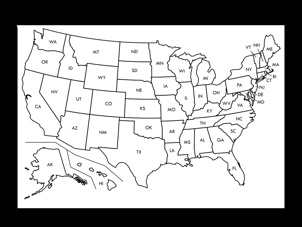 United States Sales Map Printable Sales Map PDF Business Sales Map Colour In Map Etsy