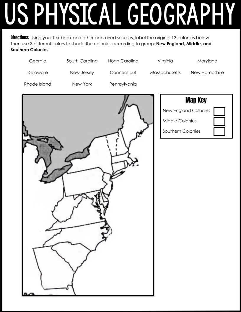 13 Colonies Map Free Printable 13 Colonies Map Free Printable