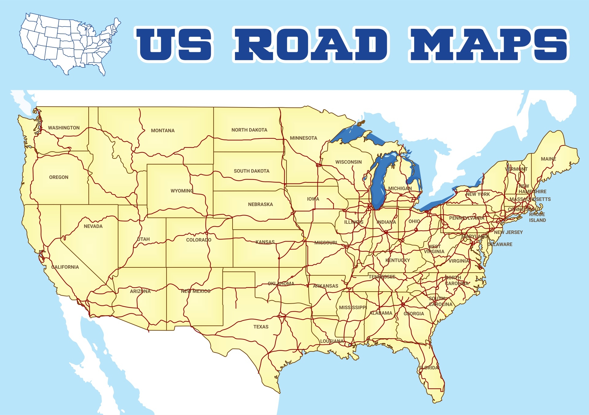 US Road Maps 10 Free PDF Printables Printablee