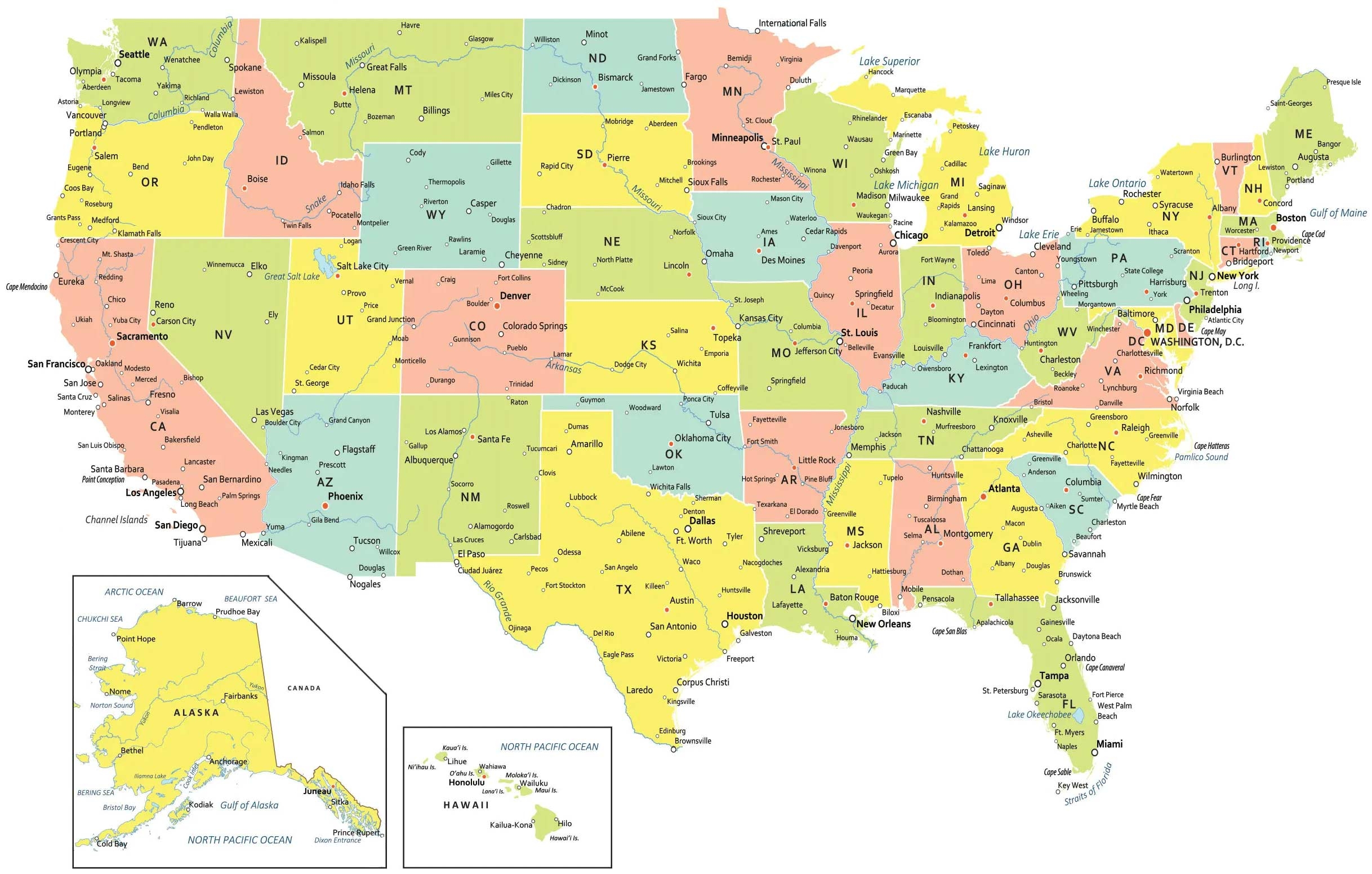 Free Printable State Maps With Cities