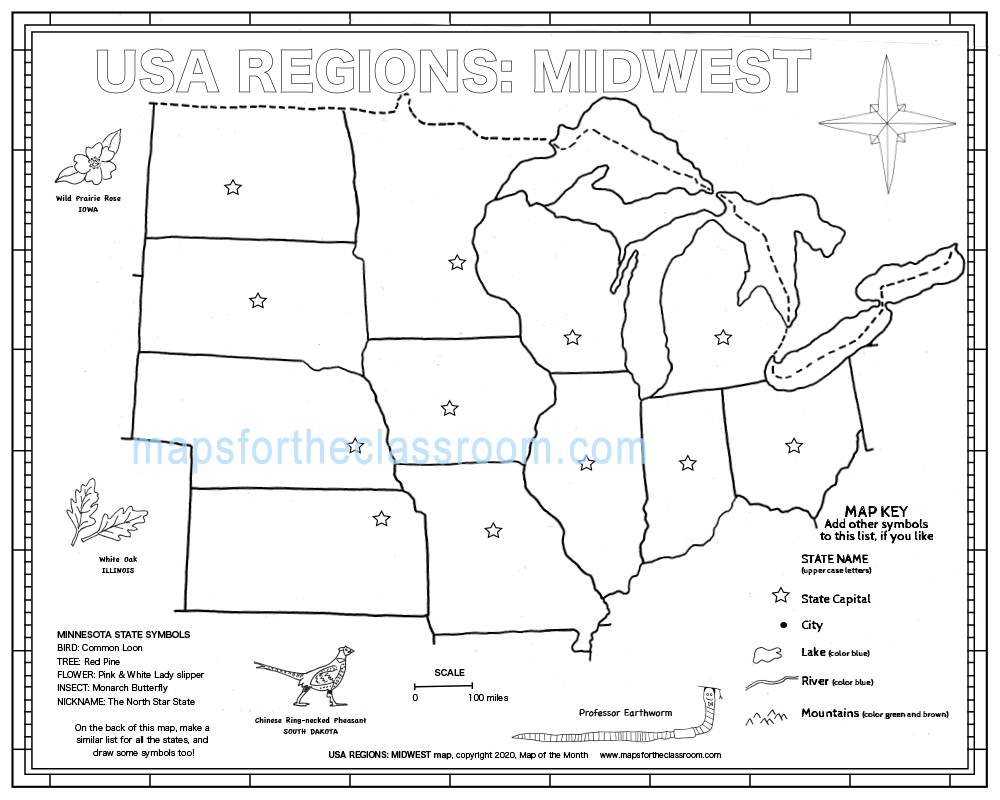 Printable Map Of The Midwest