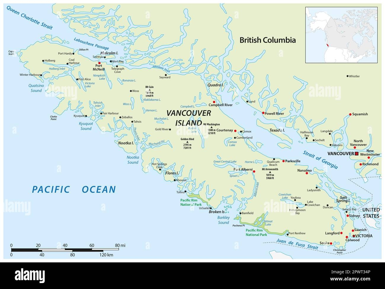 Vancouver Island Map Hi res Stock Photography And Images Alamy