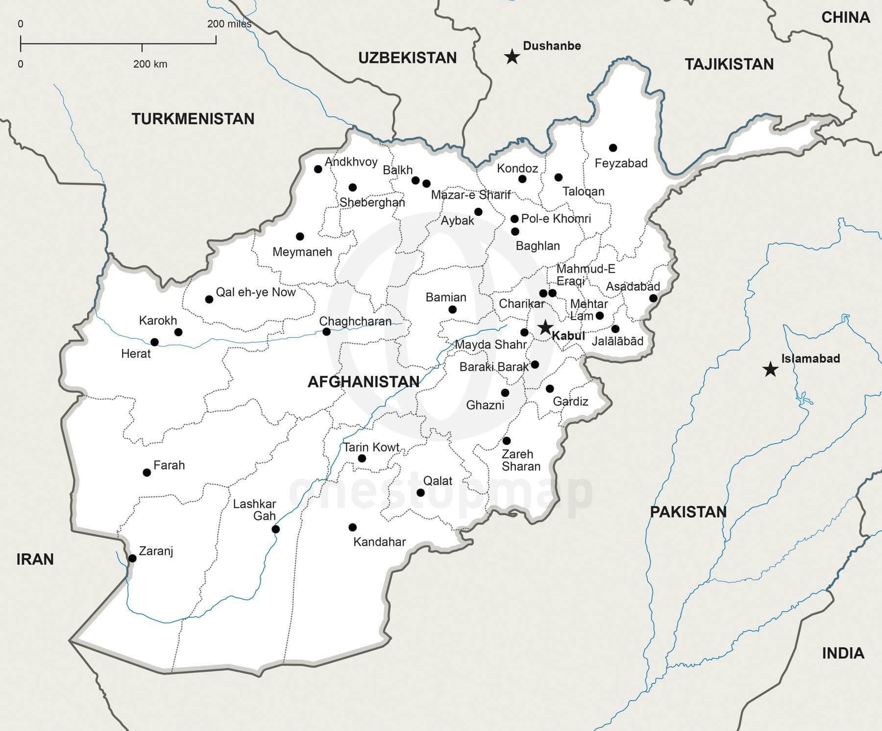 Free Printable Map Of Afghanistan