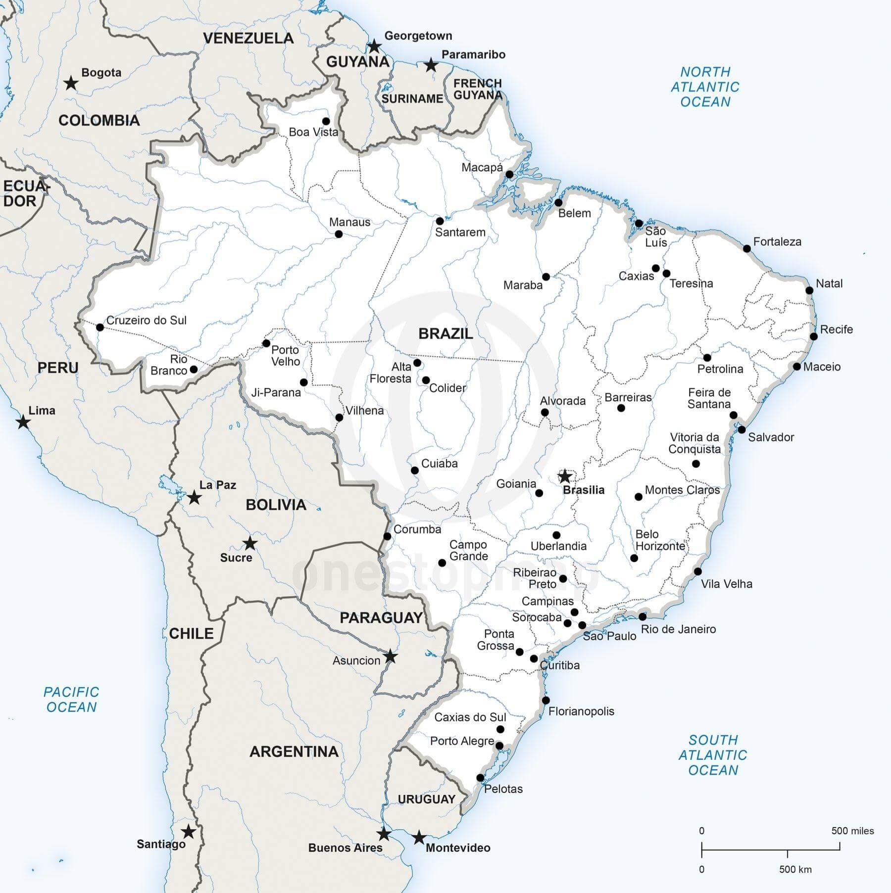 Printable Map Of Brazil