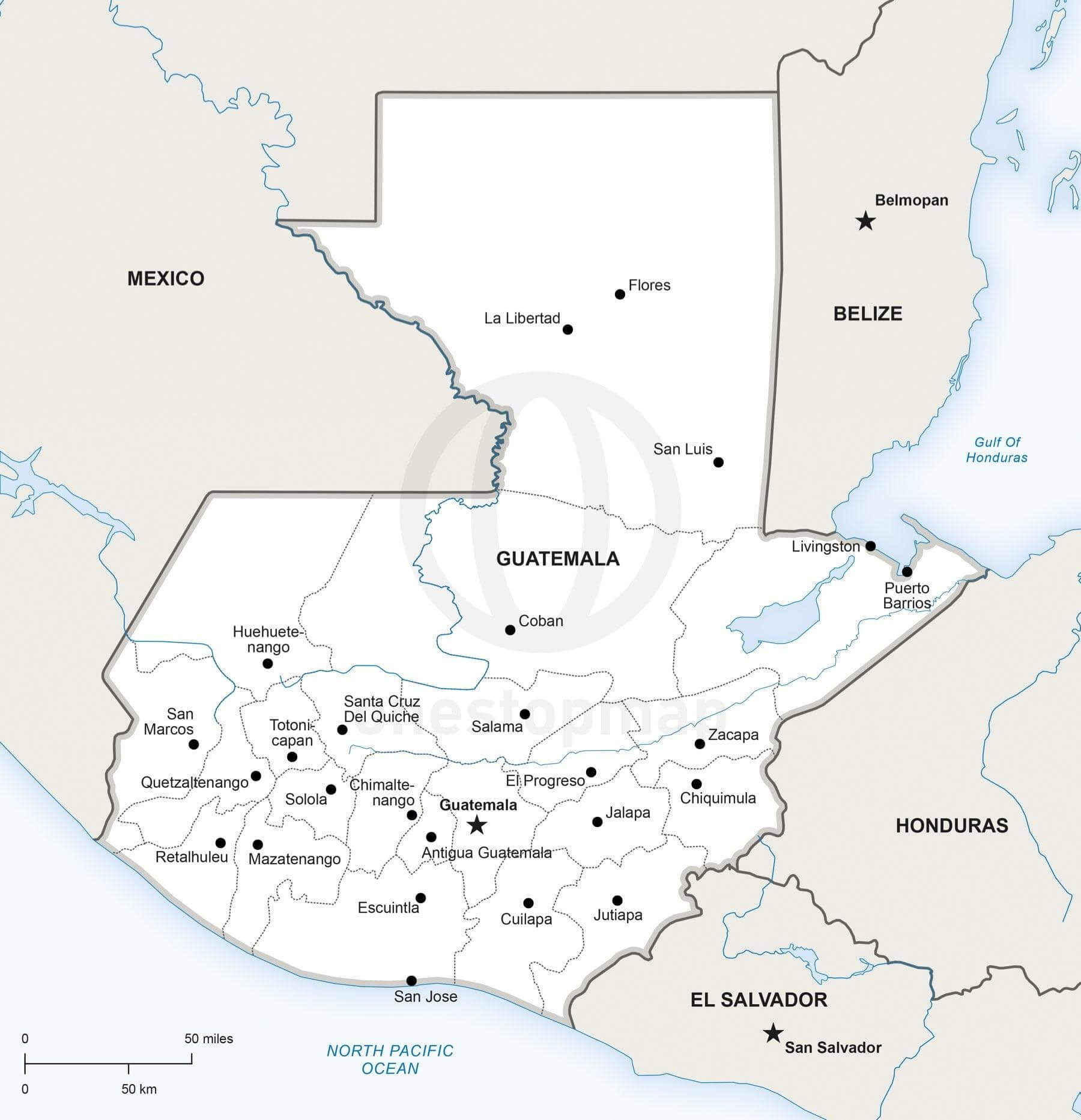 Free Printable Map Of Guatemala