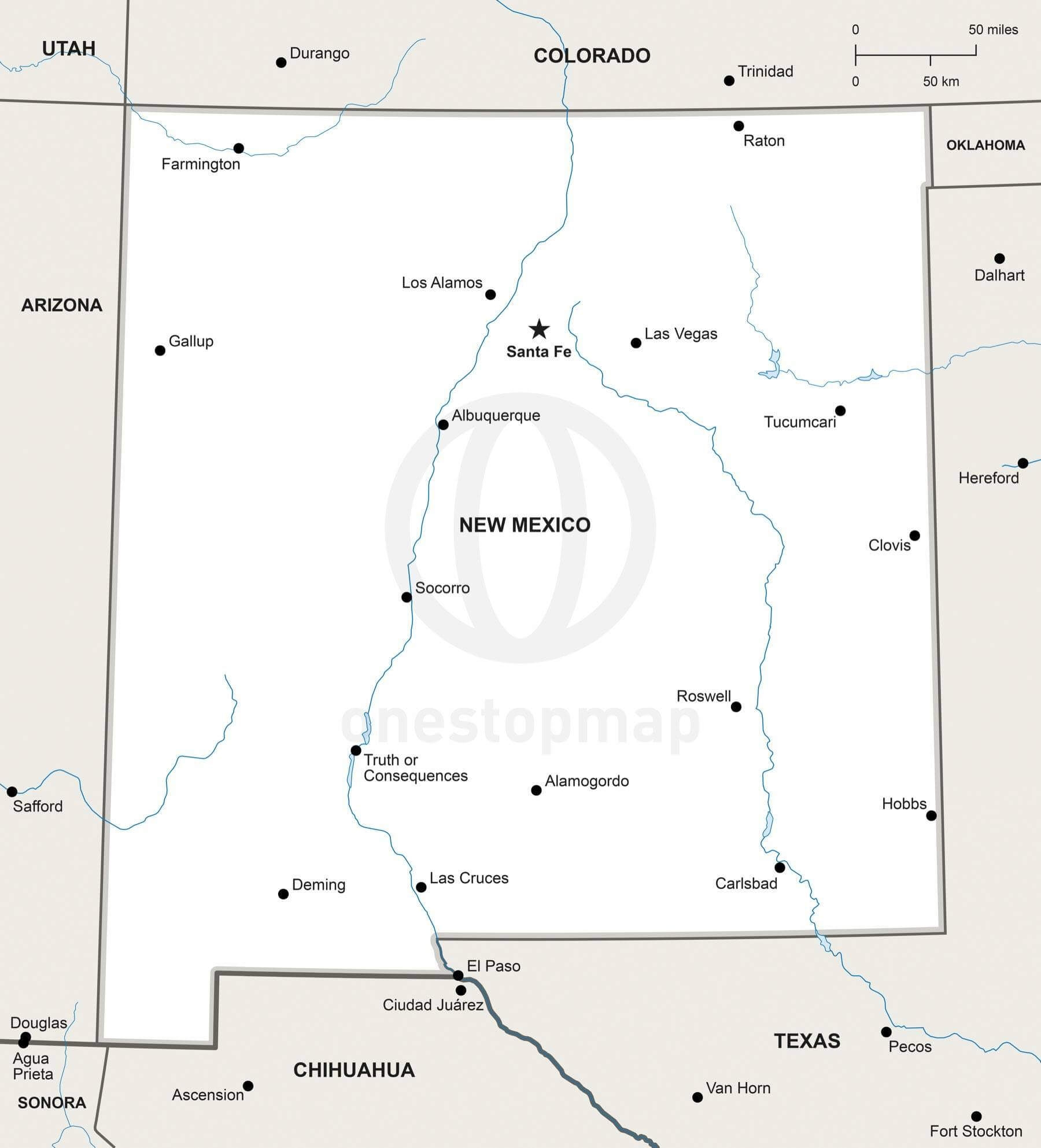 Vector Map Of New Mexico Political One Stop Map