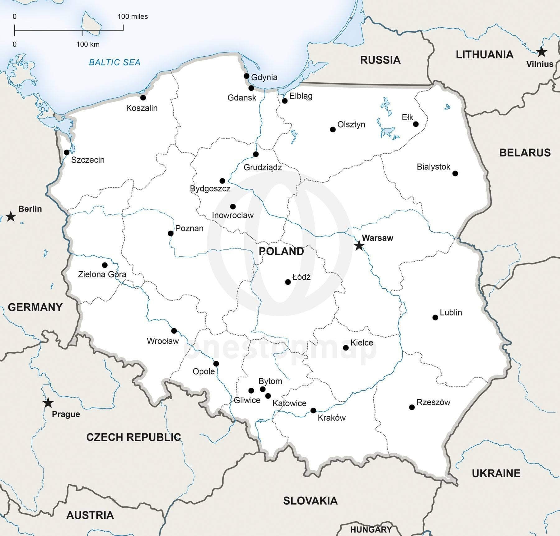 Free Printable Map Of Poland