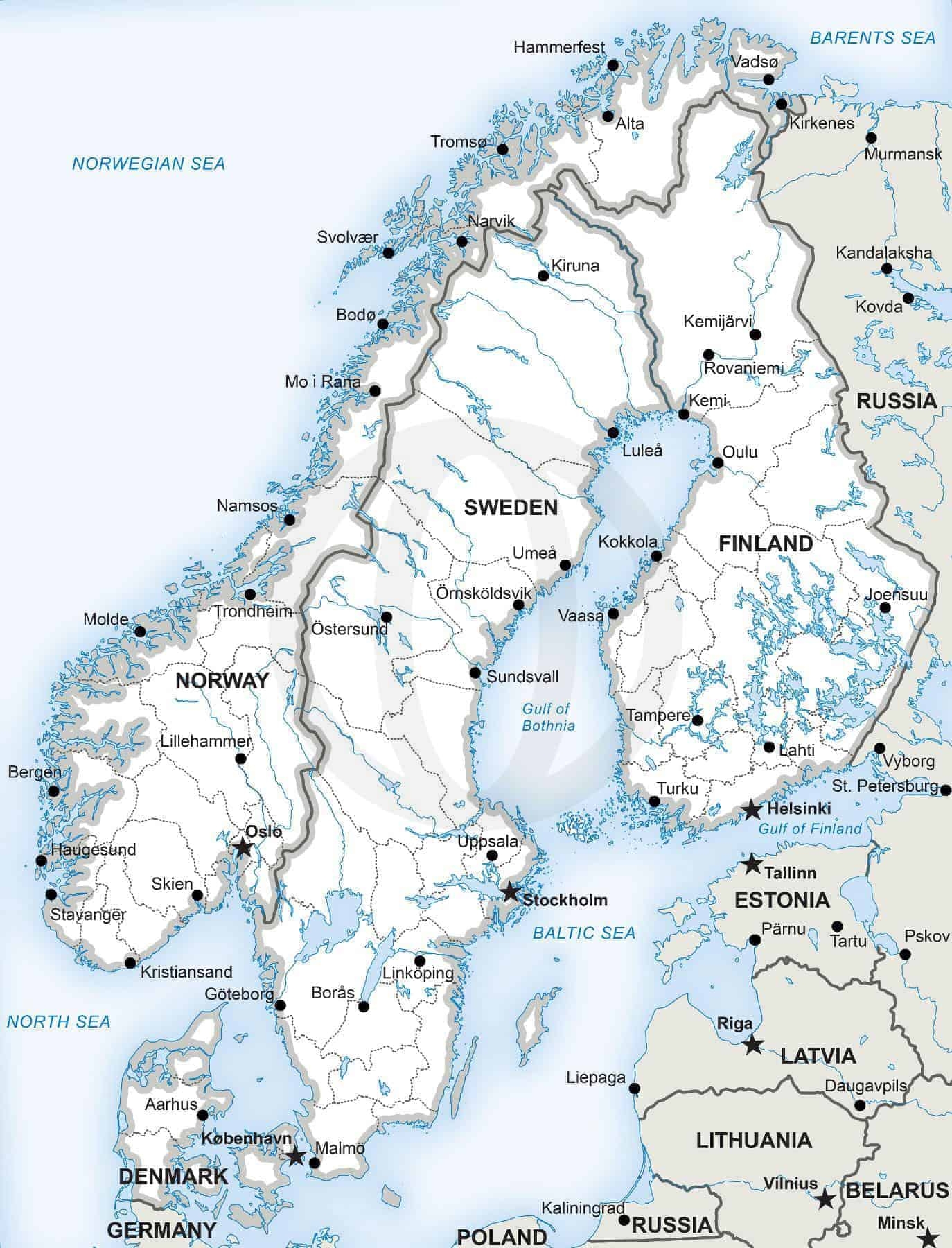 Vector Map Of Scandinavia Political One Stop Map