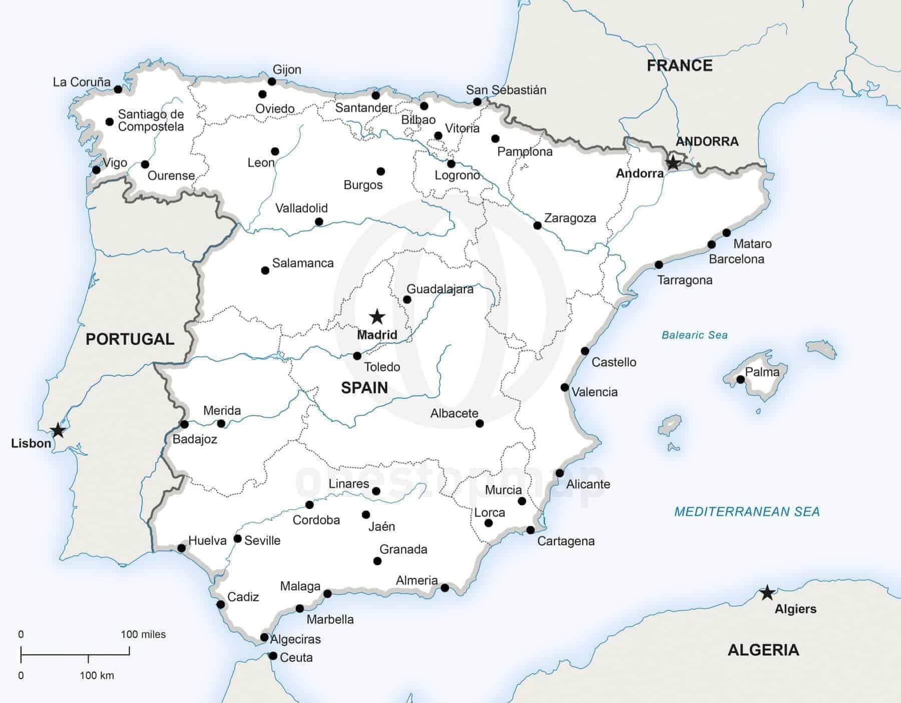 Printable Map Of Spain