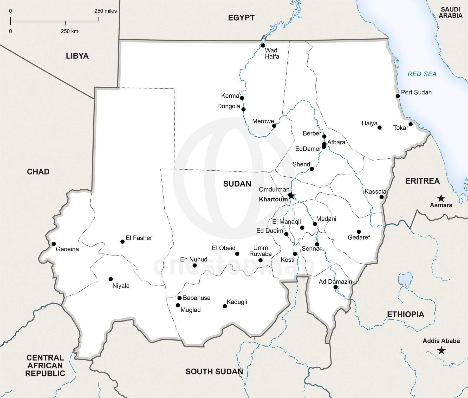  Vector Map Of Sudan Political One Stop Map
