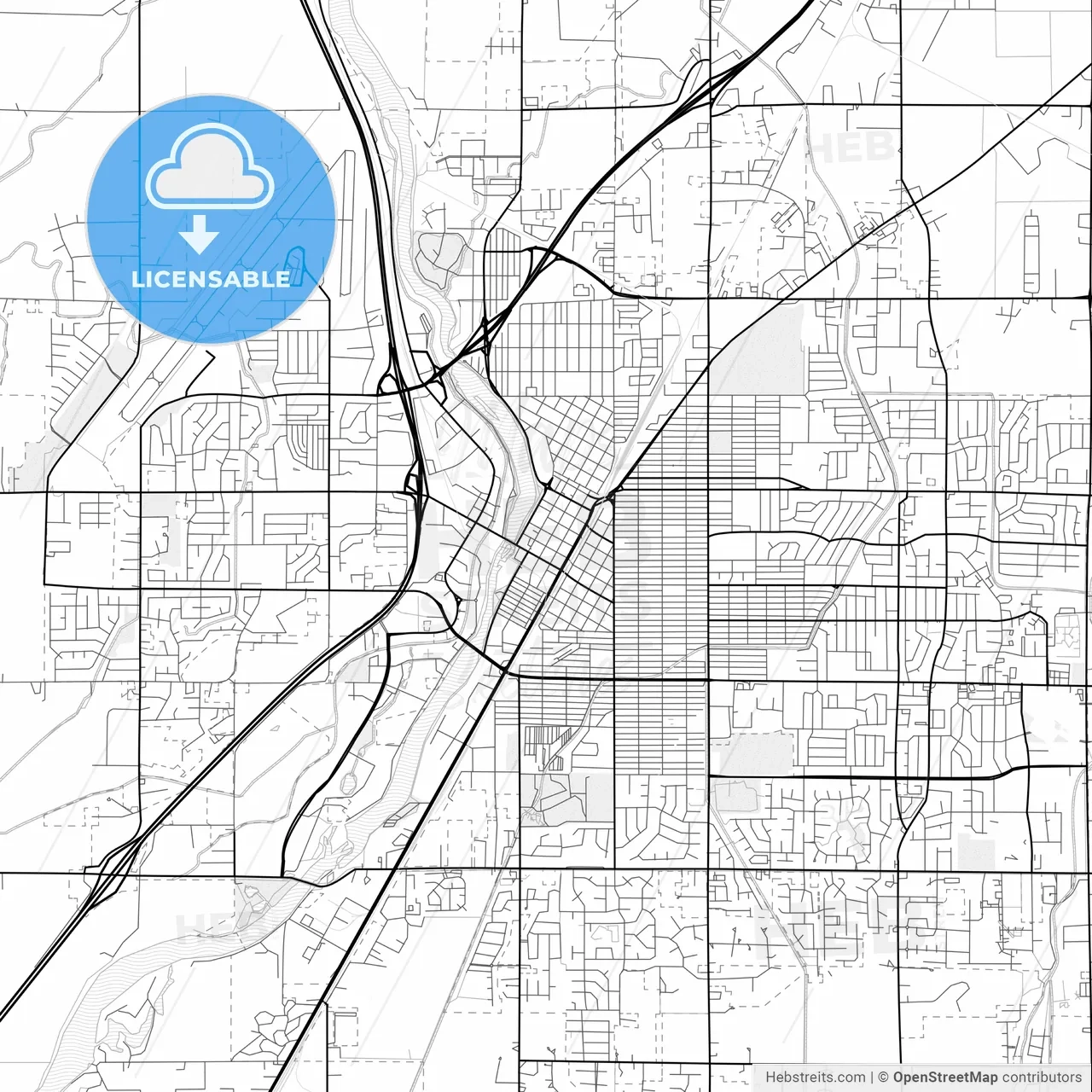Vector Pdf Map Of Idaho Falls Idaho United States HEBSTREITS