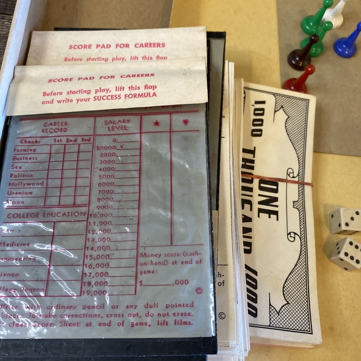 Vintage Careers Board Game Parker Brothers Complete Original Score 