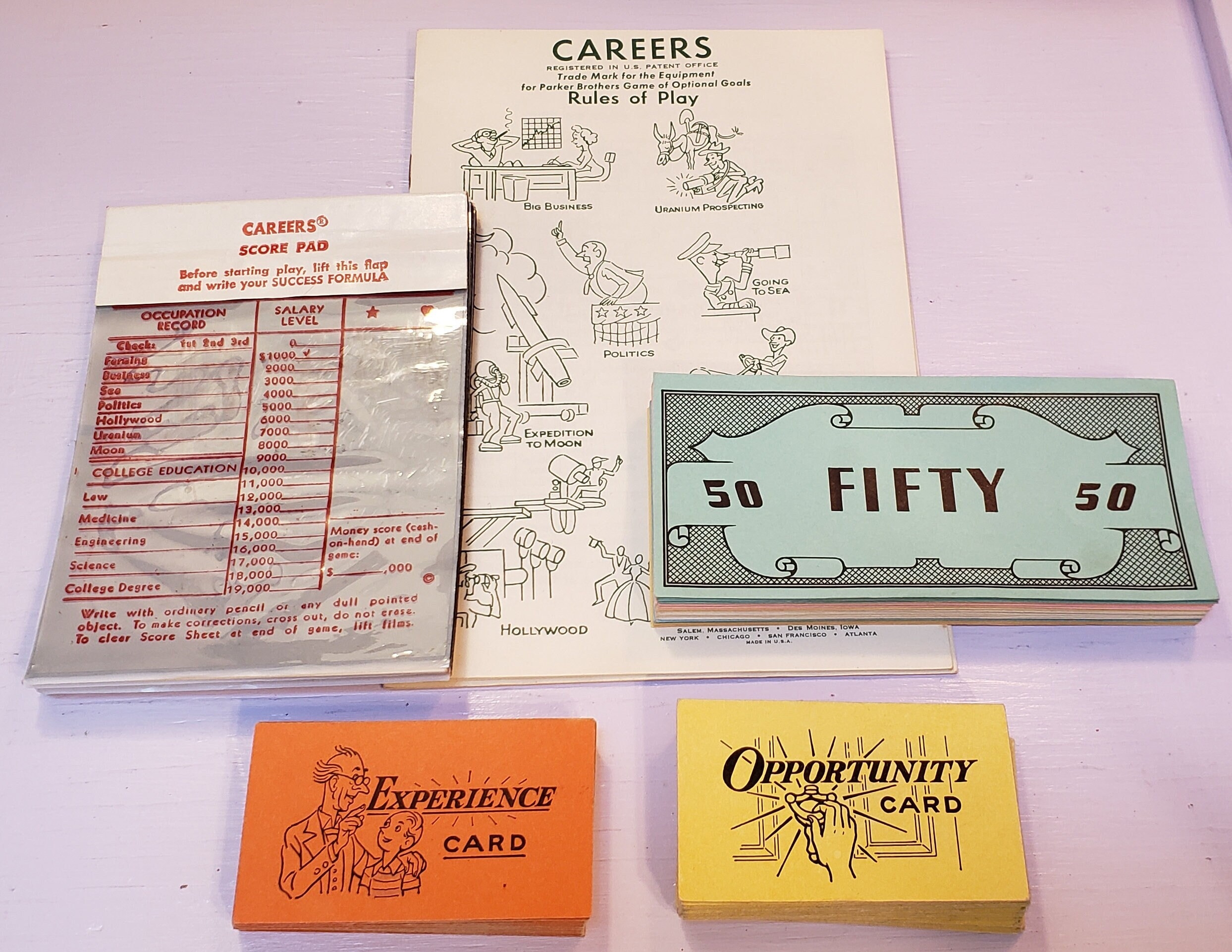 Printable Careers Game Score Sheet