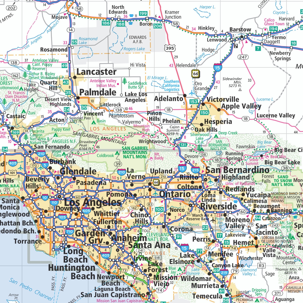 Wall Map Of Southern California Rand McNally Publishing