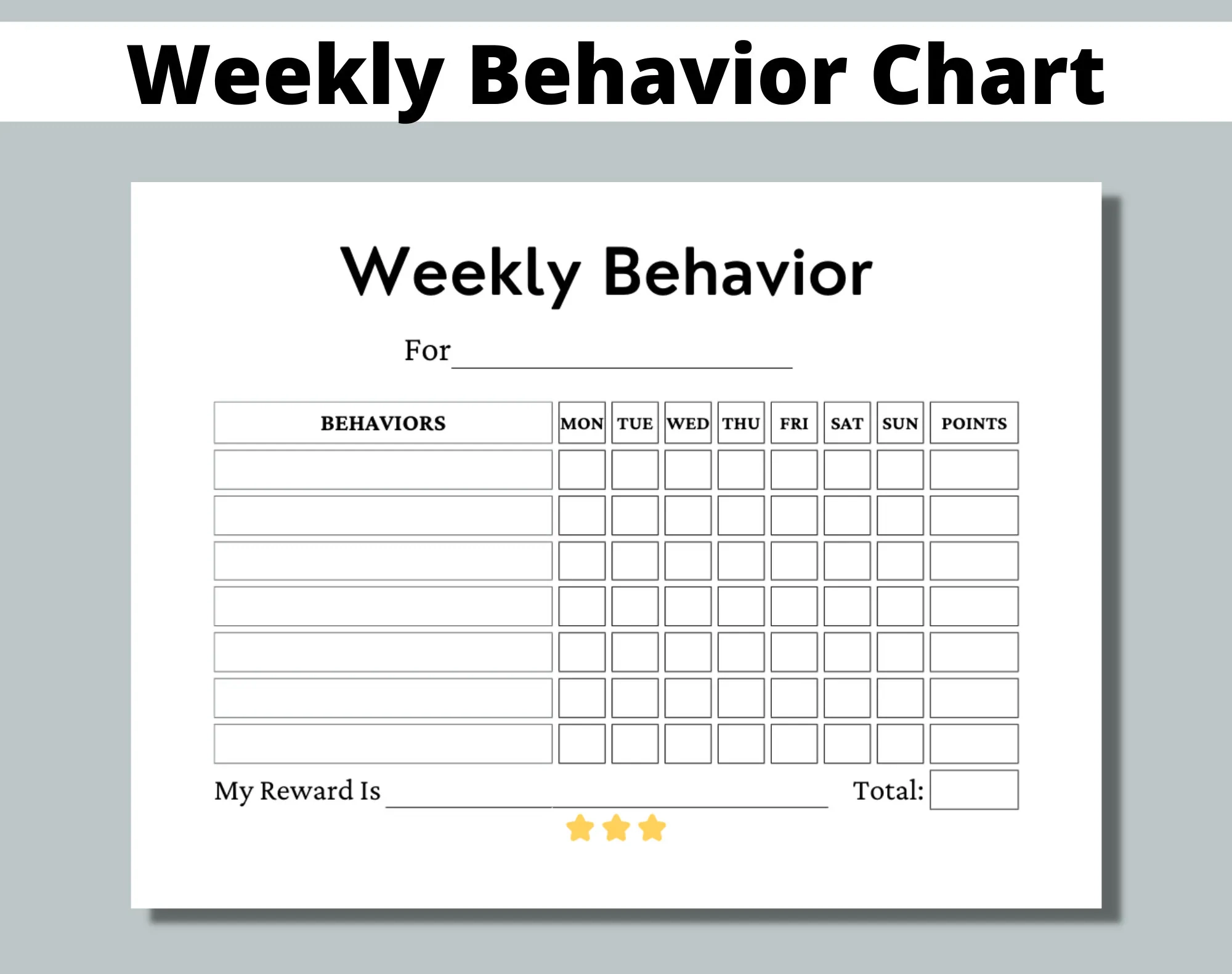 Weekly Behavior Chart Printable For Kids Students Classroom Preschool Kindergarten Home Points Reward Chart Sticker Chart Etsy Israel Weekly Behavior Chart Printable For Kids Students Classroom Preschool Kindergarten Home Points Reward Chart Sticker Chart Etsy Israel