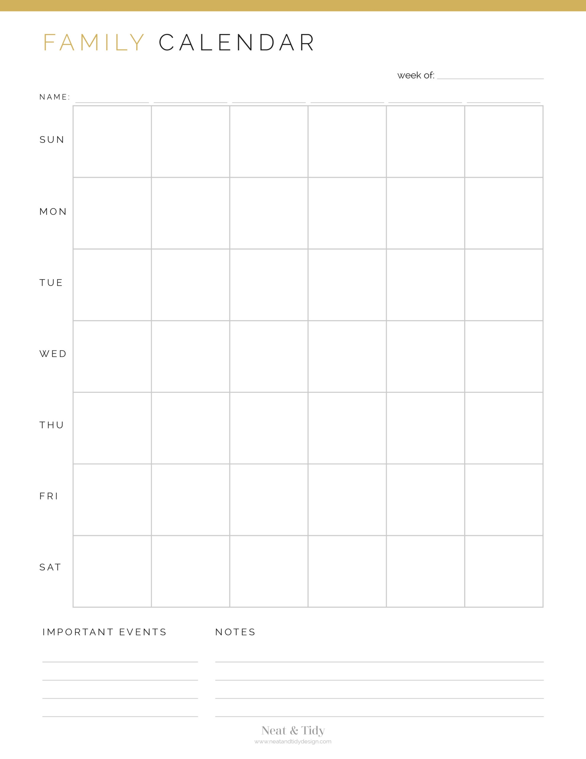 Family Calendar Free Printable