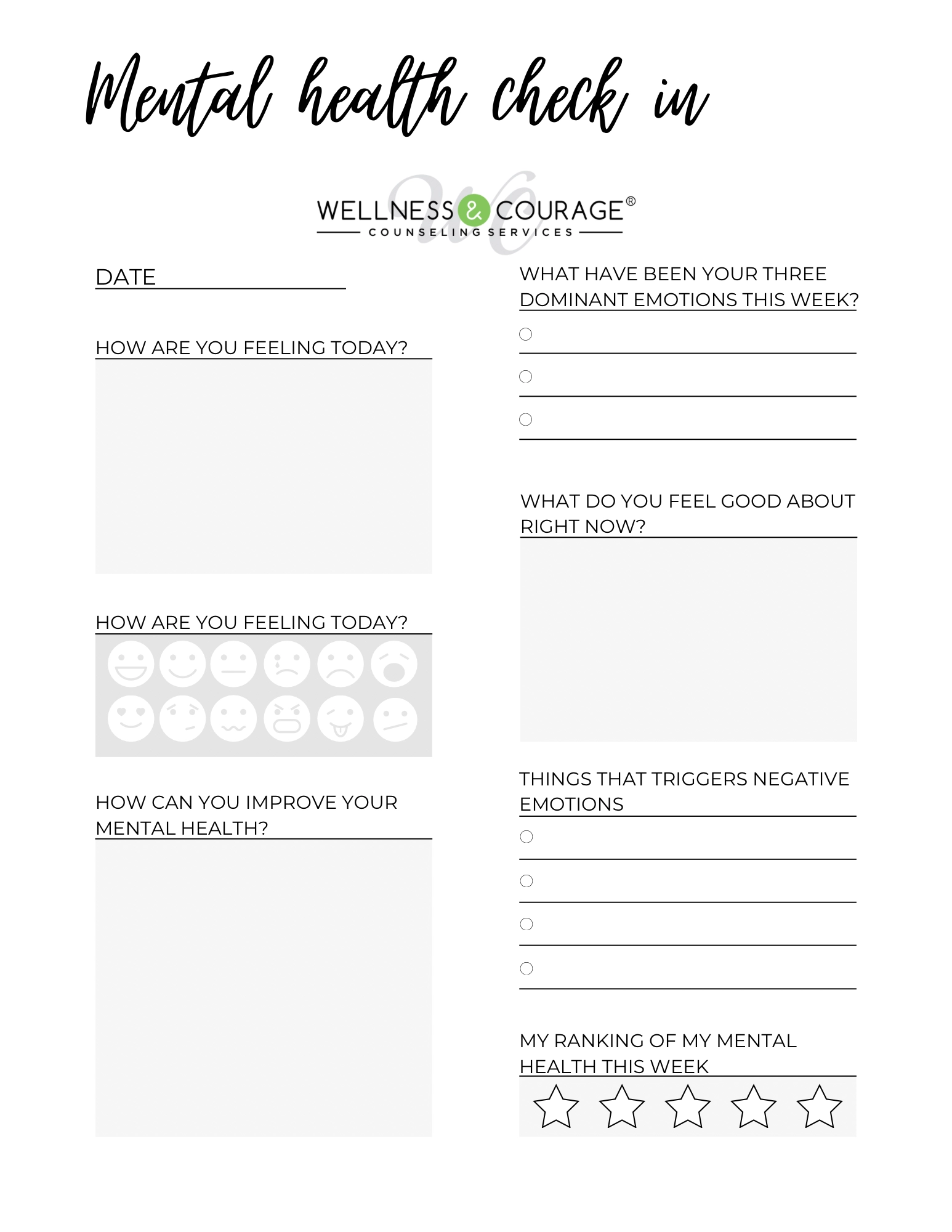 Wellness Courage Self Guided Worksheets Wellness Courage Wellness Courage Self Guided Worksheets Wellness Courage