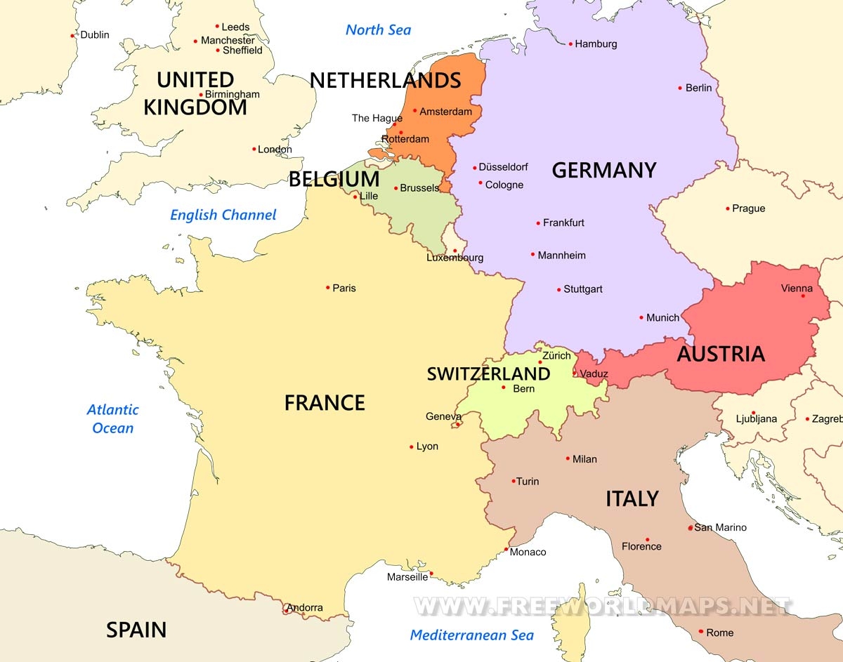 Western Europe Maps By Freeworldmaps