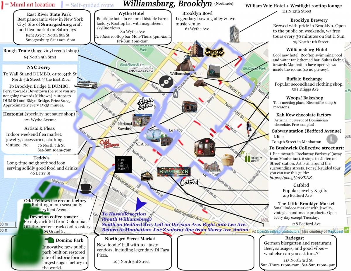 Williamsburg Visitor Map Tourist Recommendations Brooklyn