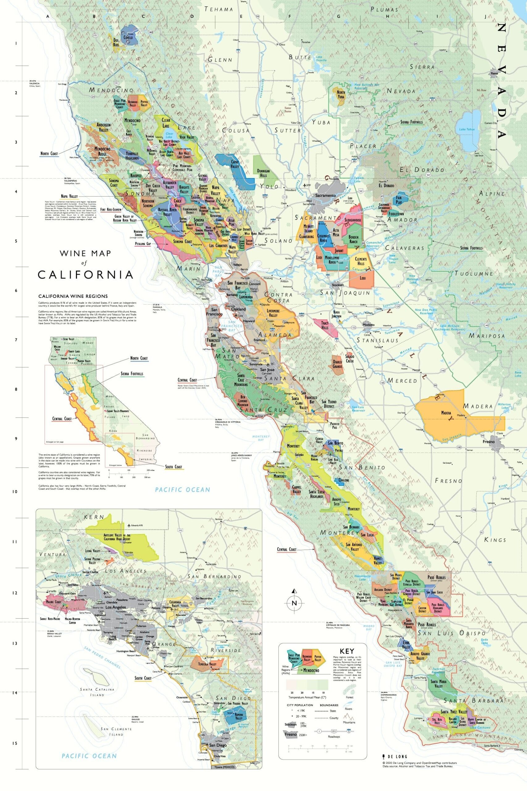 Printable California Wine Map