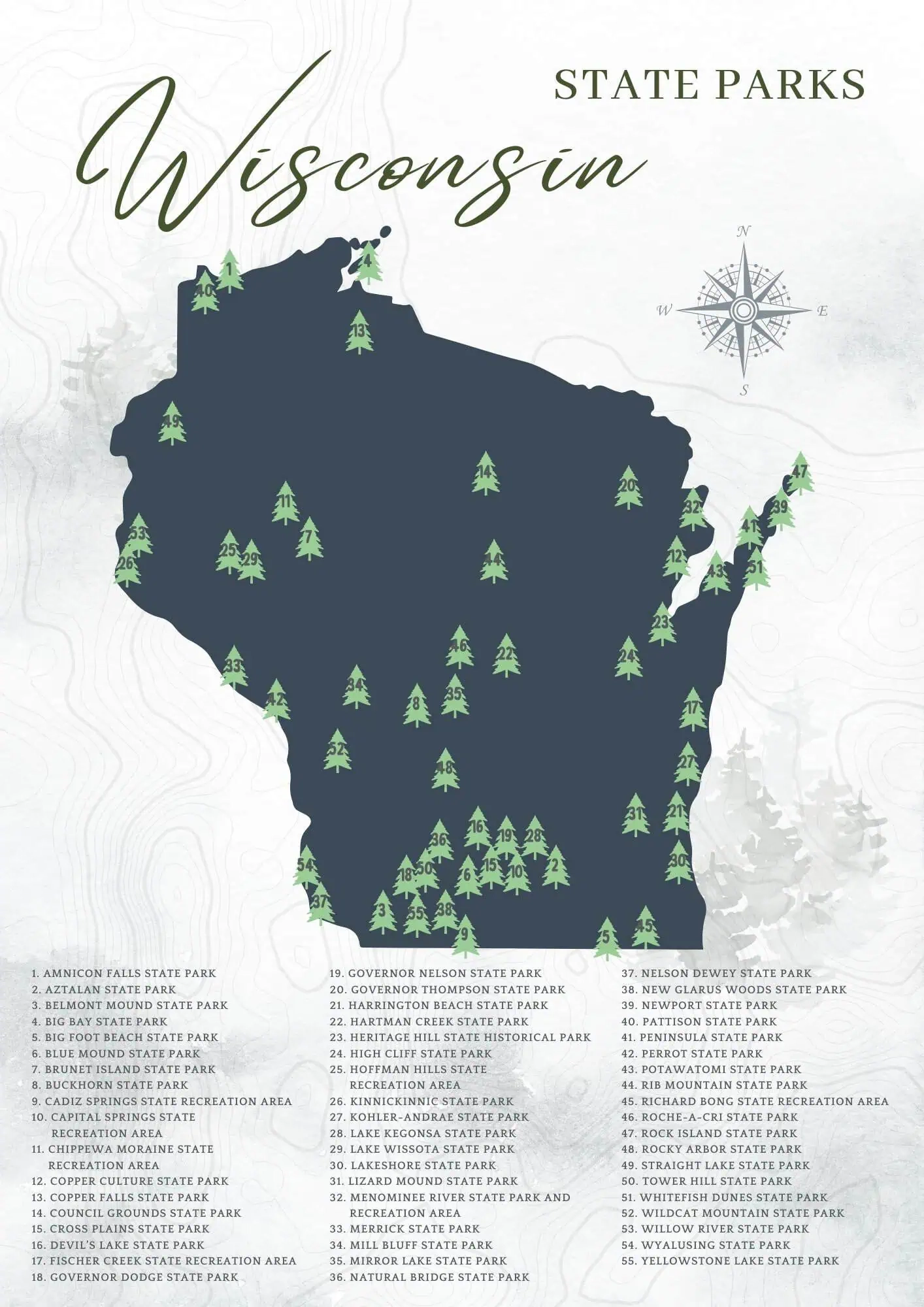 Printable Map Of Wisconsin State Parks