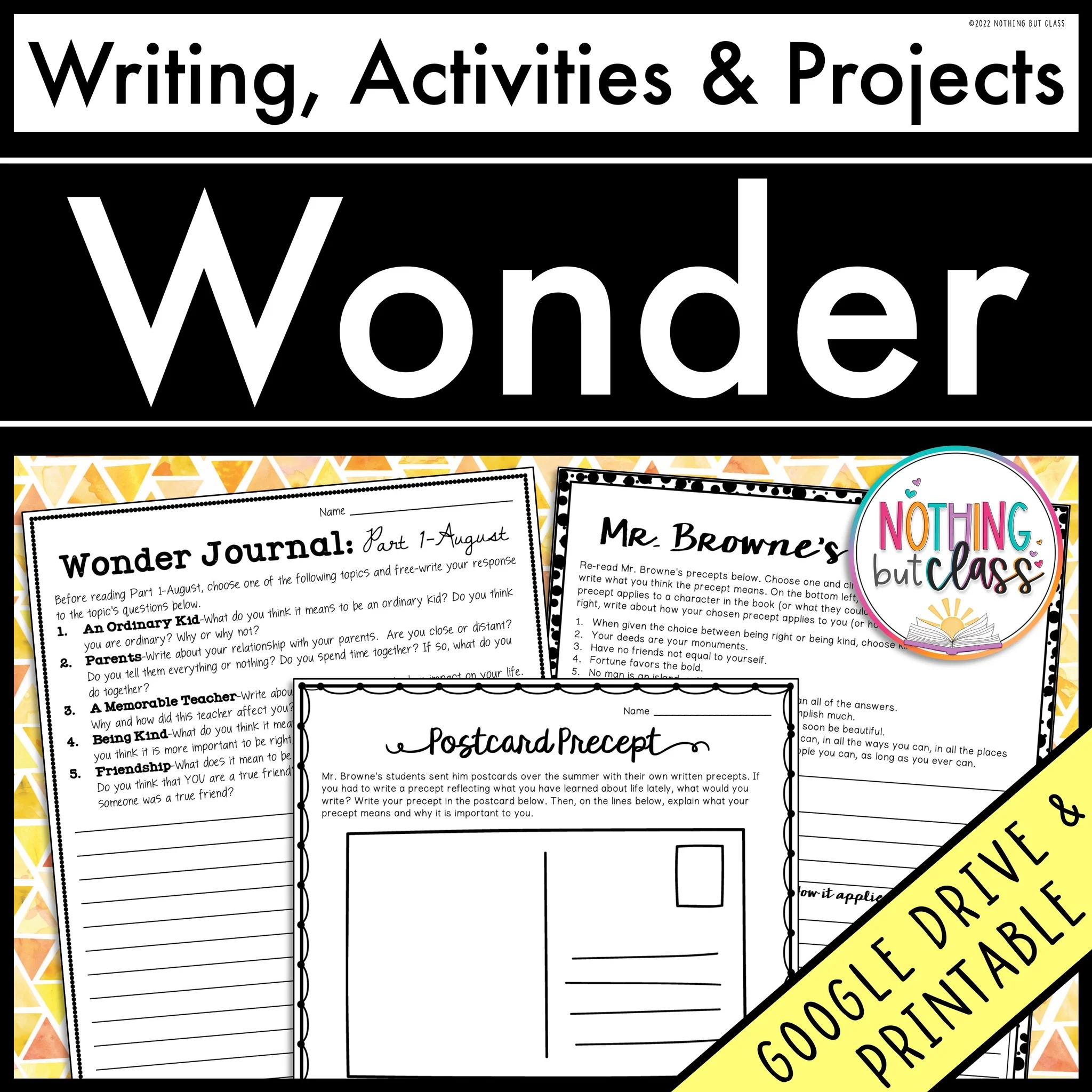 Wonder Writing Activities And Projects Nothing But Class