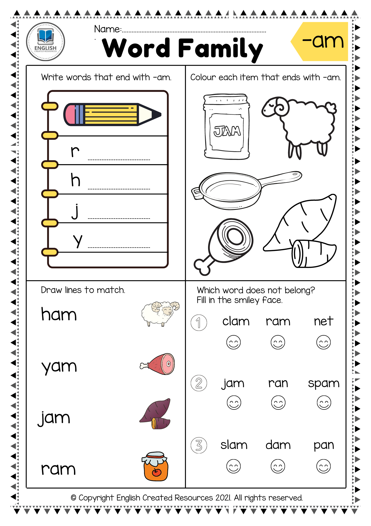 Word Family Worksheets Part One English Created Resources Word Family Worksheets Part One English Created Resources