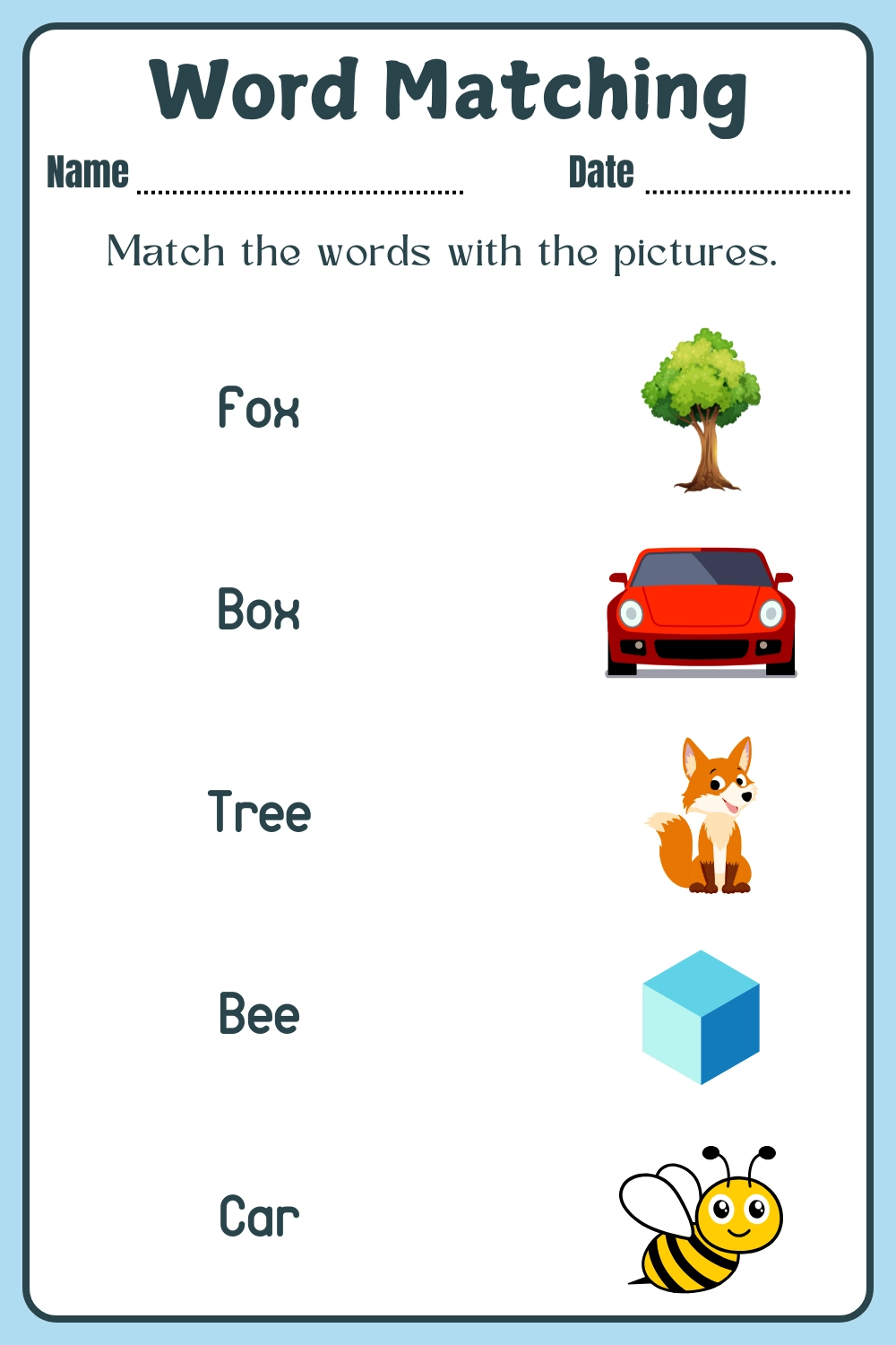Word Matching Worksheets PDF Easy To Download And Print Word Matching Worksheets PDF Easy To Download And Print