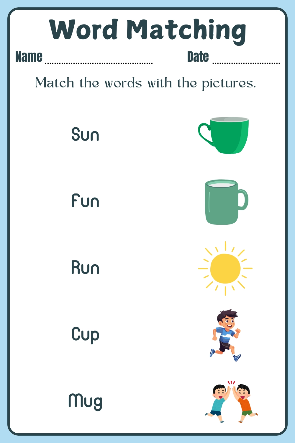 Match Words With Pictures Printable Worksheets