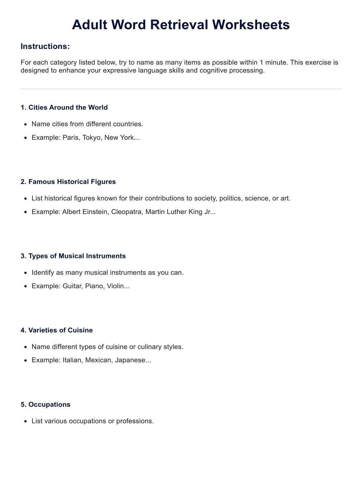 Word Retrieval Worksheet For Adults U0026 Example Free PDF Download