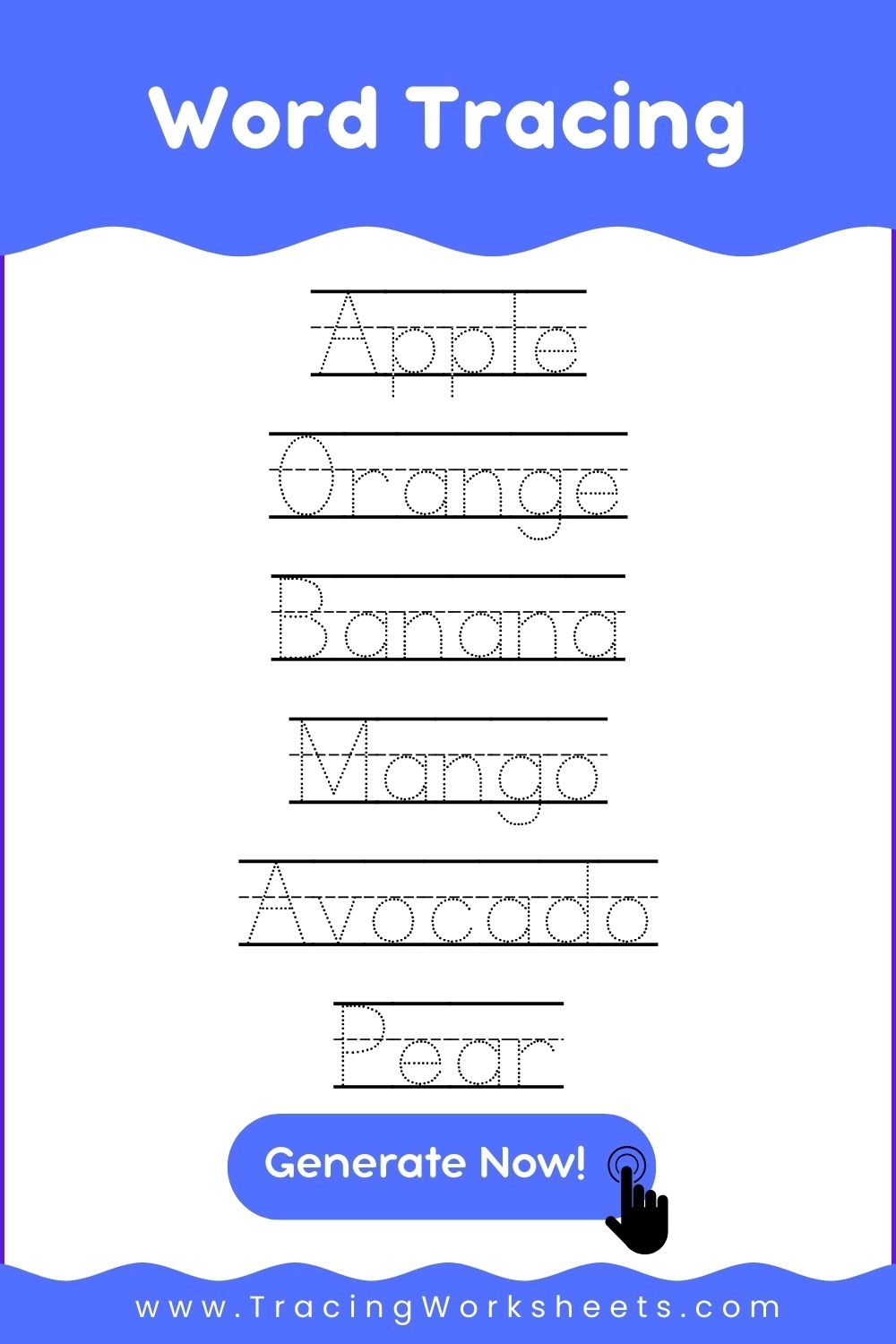 Word Tracing Worksheets Generator Free Printable Word Tracing Worksheets Generator Free Printable