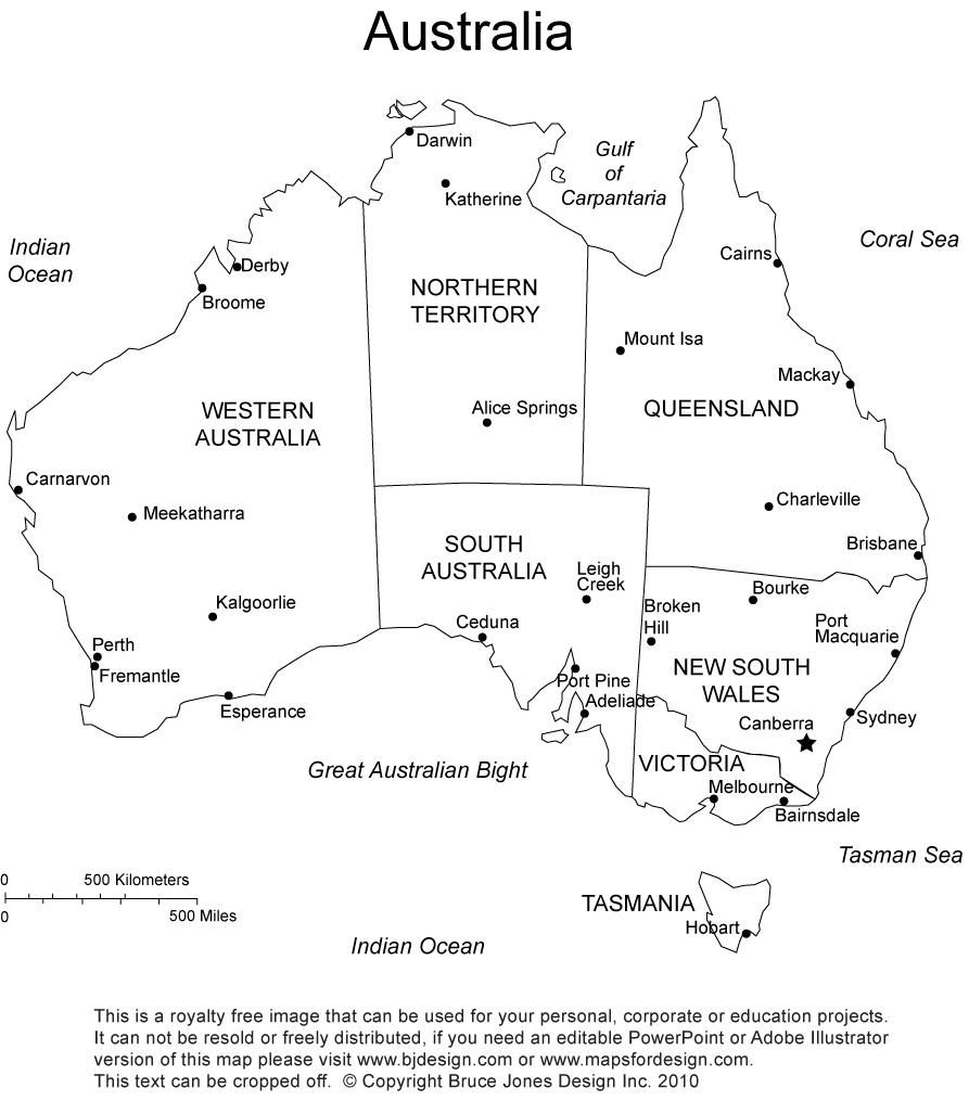 Map Of Australia Printable Pdf