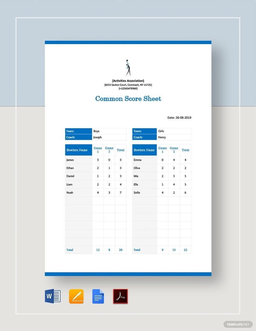 Wrestling Score Sheet Template In Word Pages Google Docs PDF Download Template