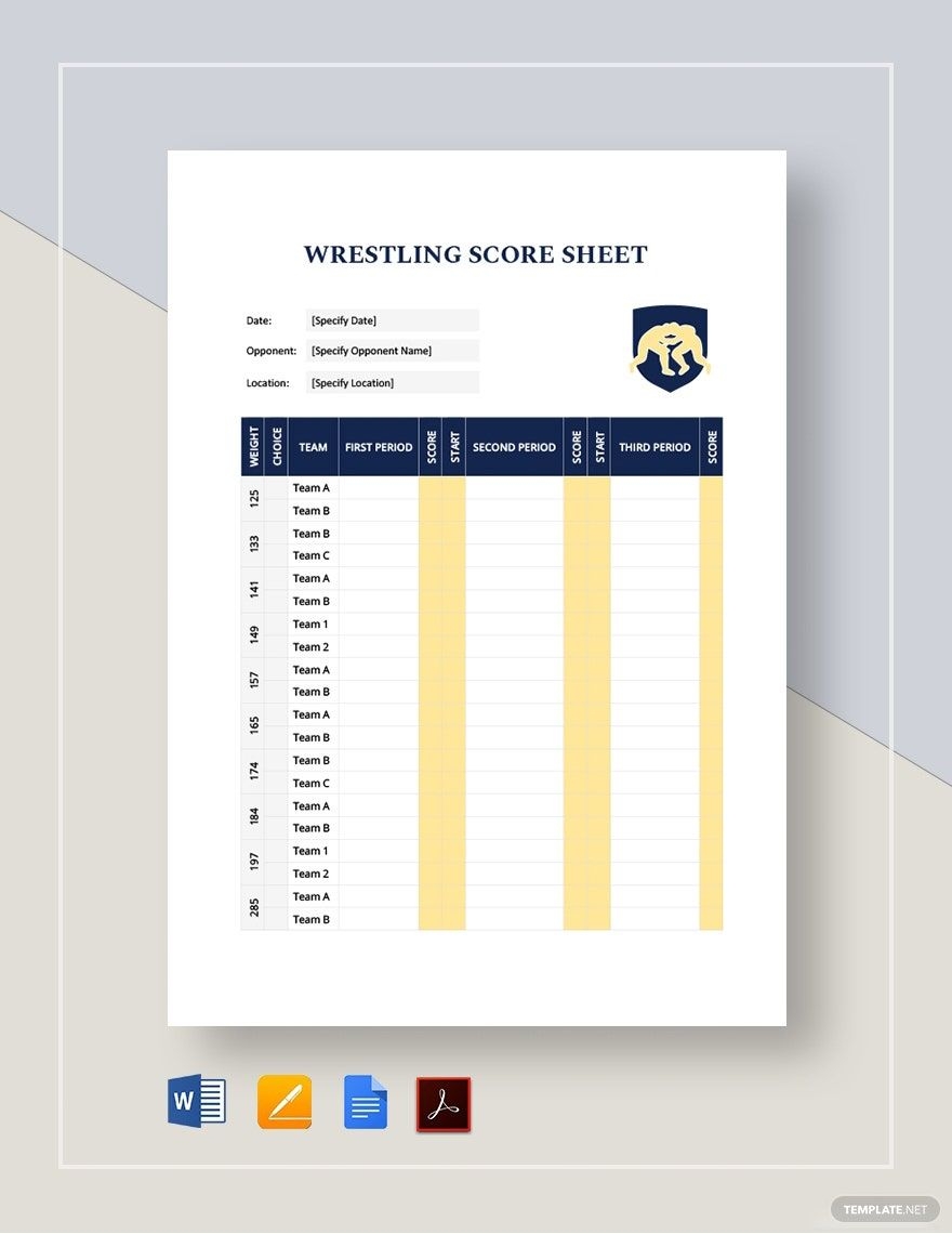 Printable Wrestling Score Sheets