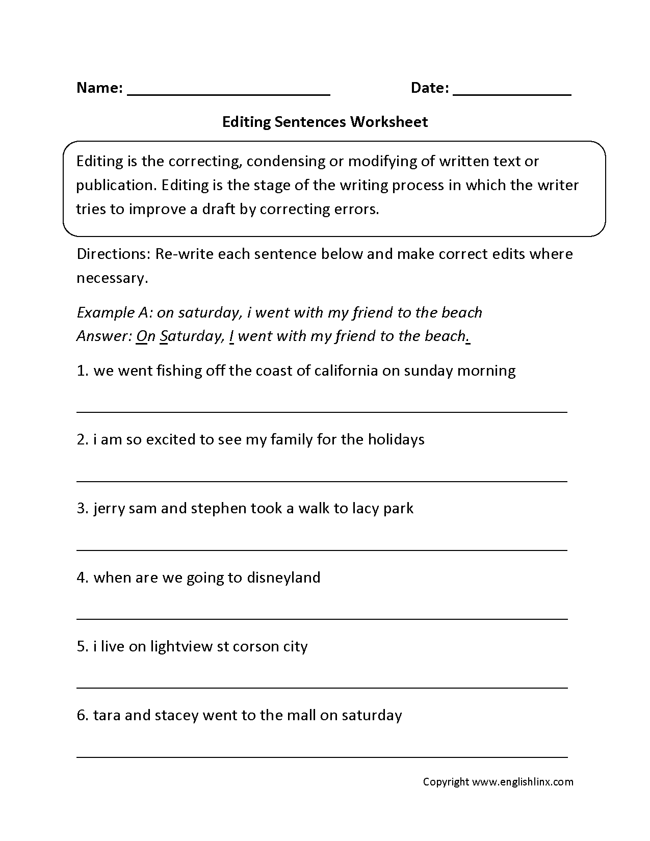 Free Printable Proofreading Worksheets