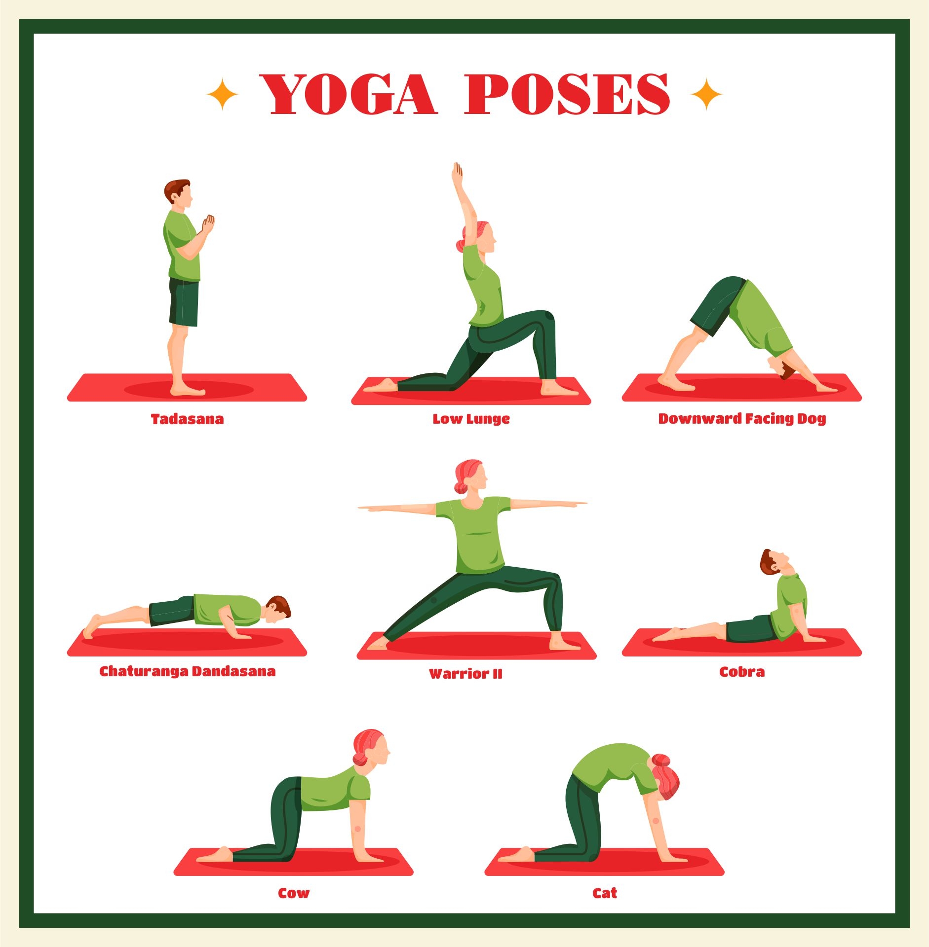 Yoga Poses Chart 10 Free PDF Printables Printablee