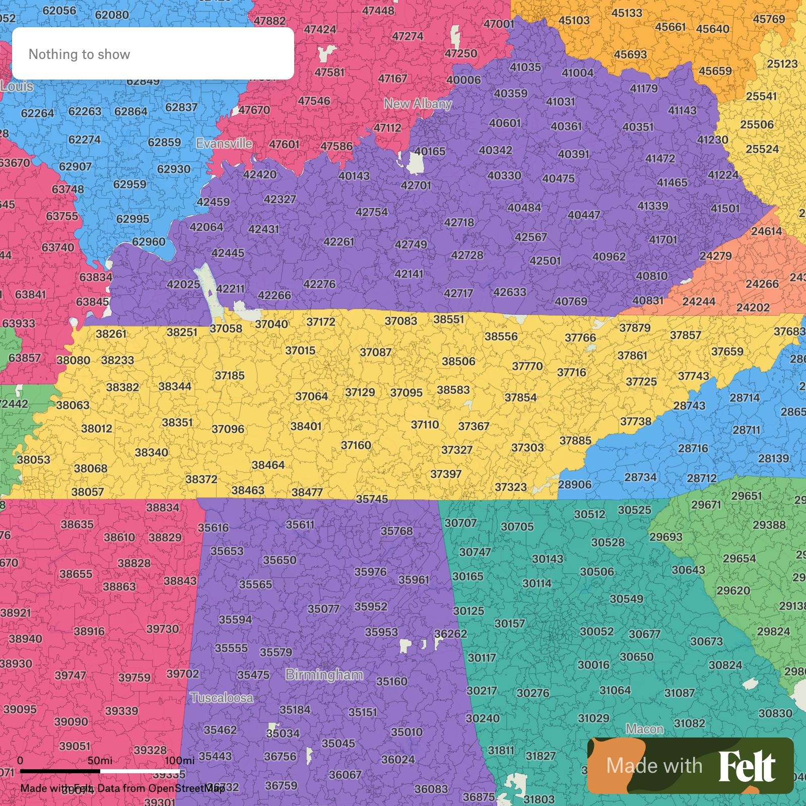 Printable Tennessee Zip Code Map